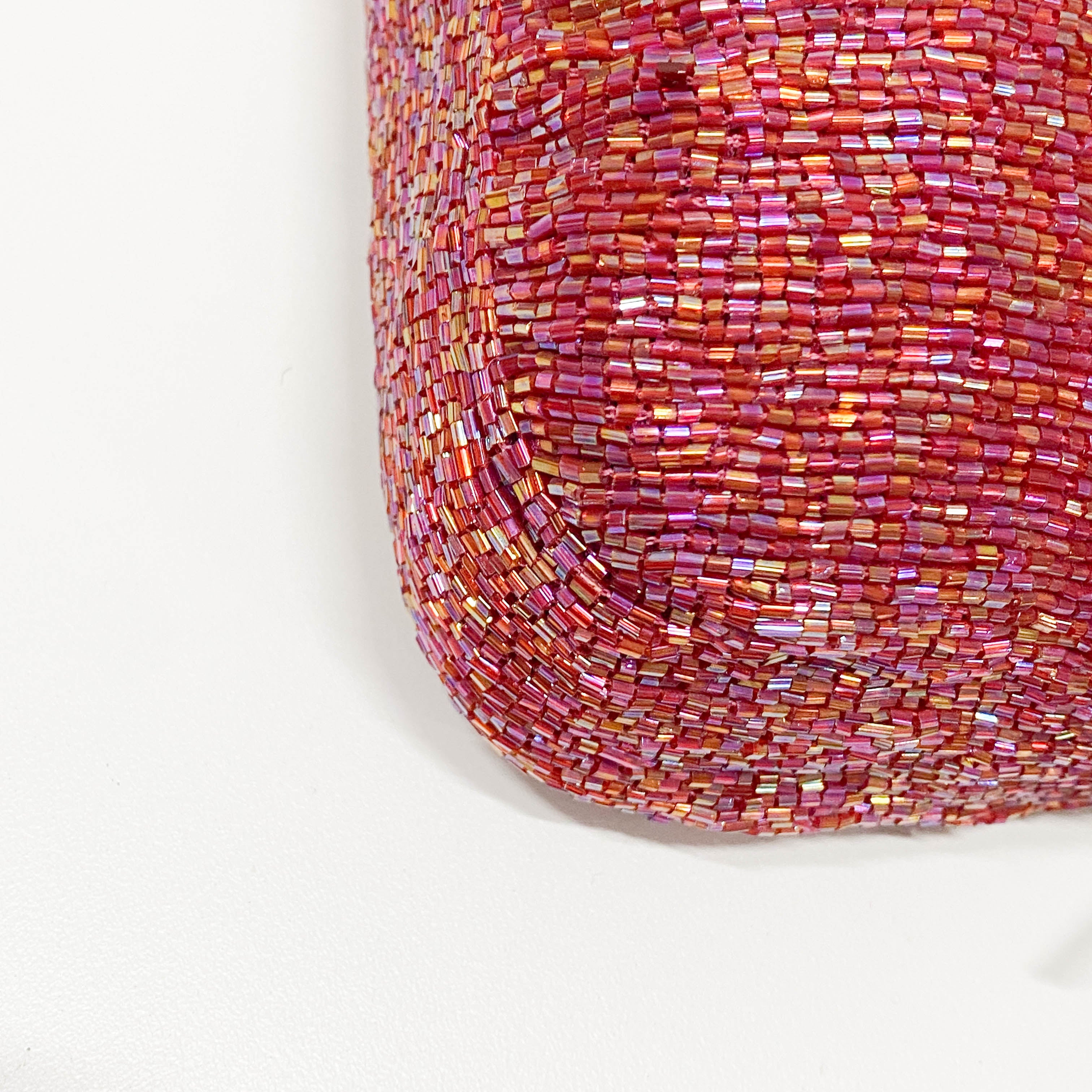 Baguette Red Beaded Shoulder Bag