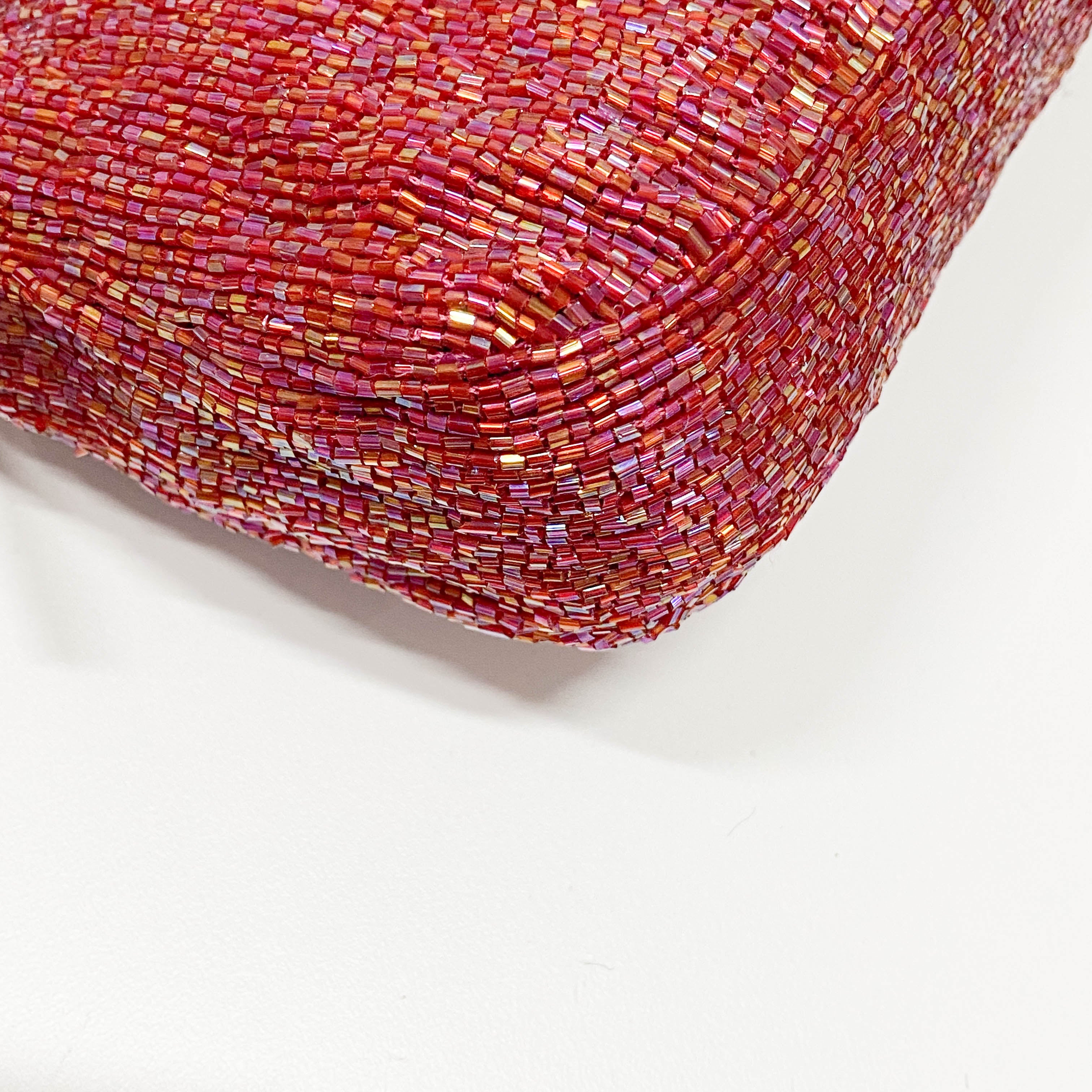 Baguette Red Beaded Shoulder Bag