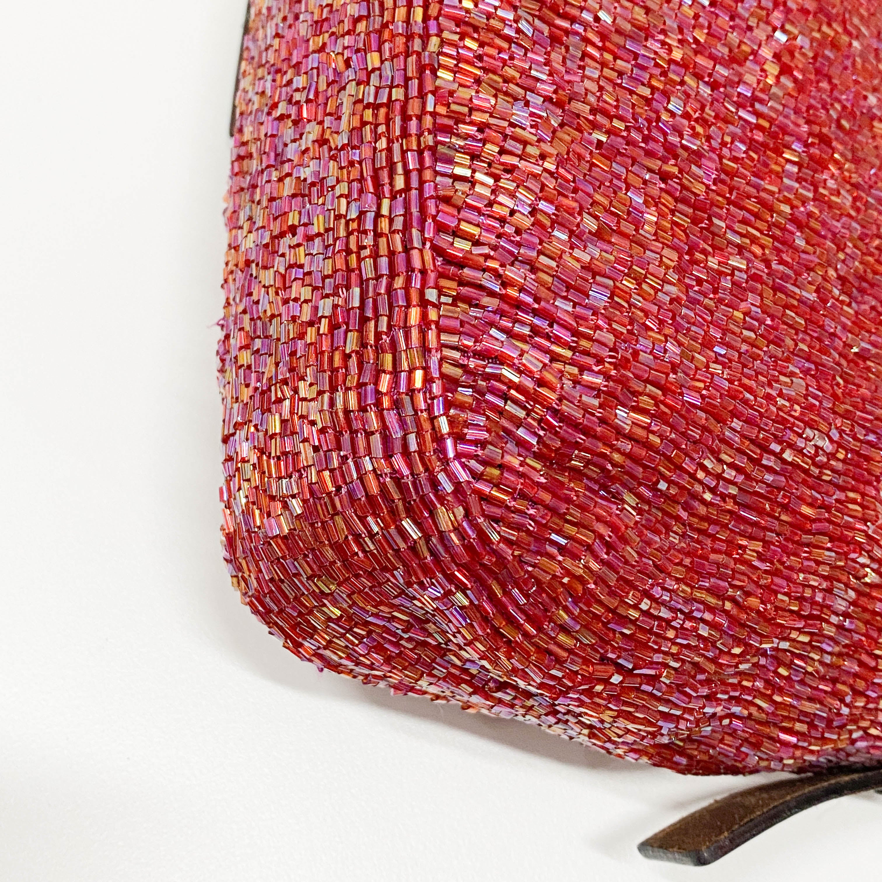 Baguette Red Beaded Shoulder Bag