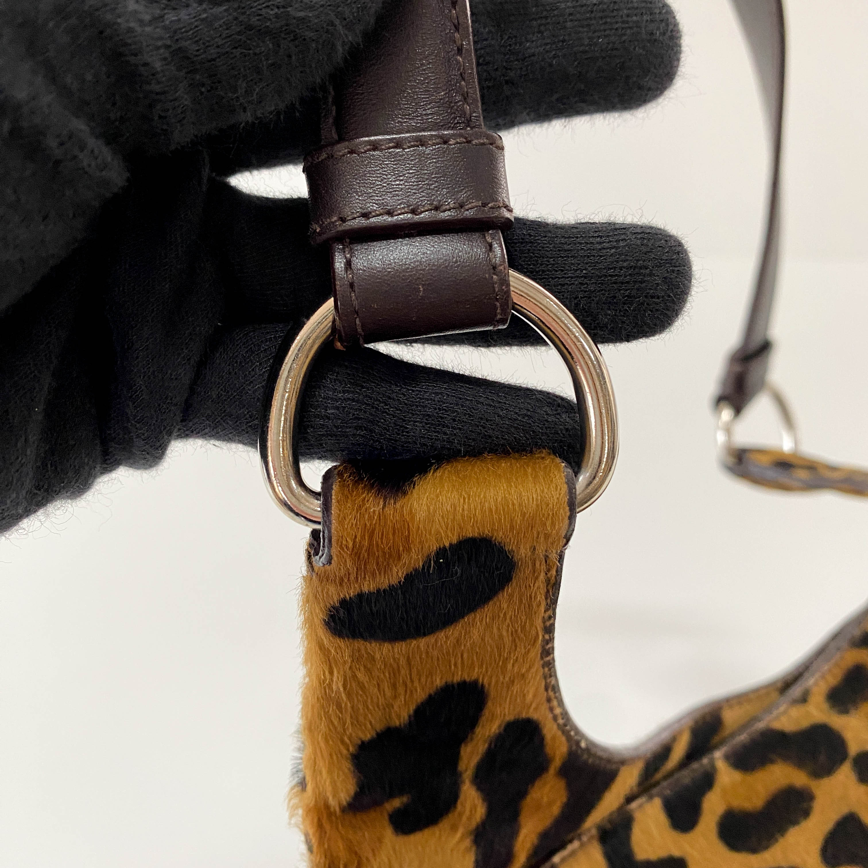 Leopard Print Pony Hair Shoulder Bag