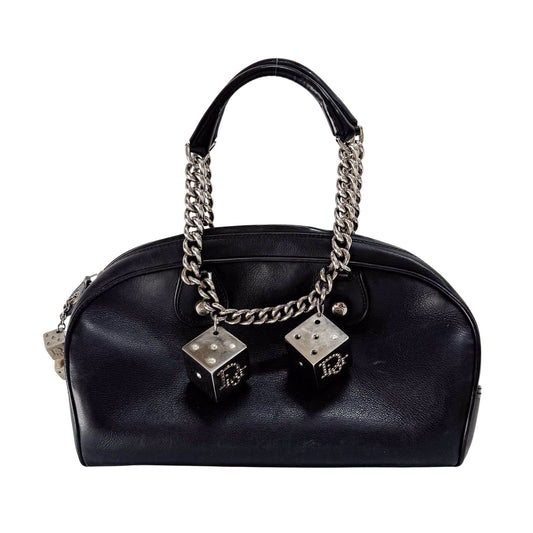 Gambler Black Leather Handbag