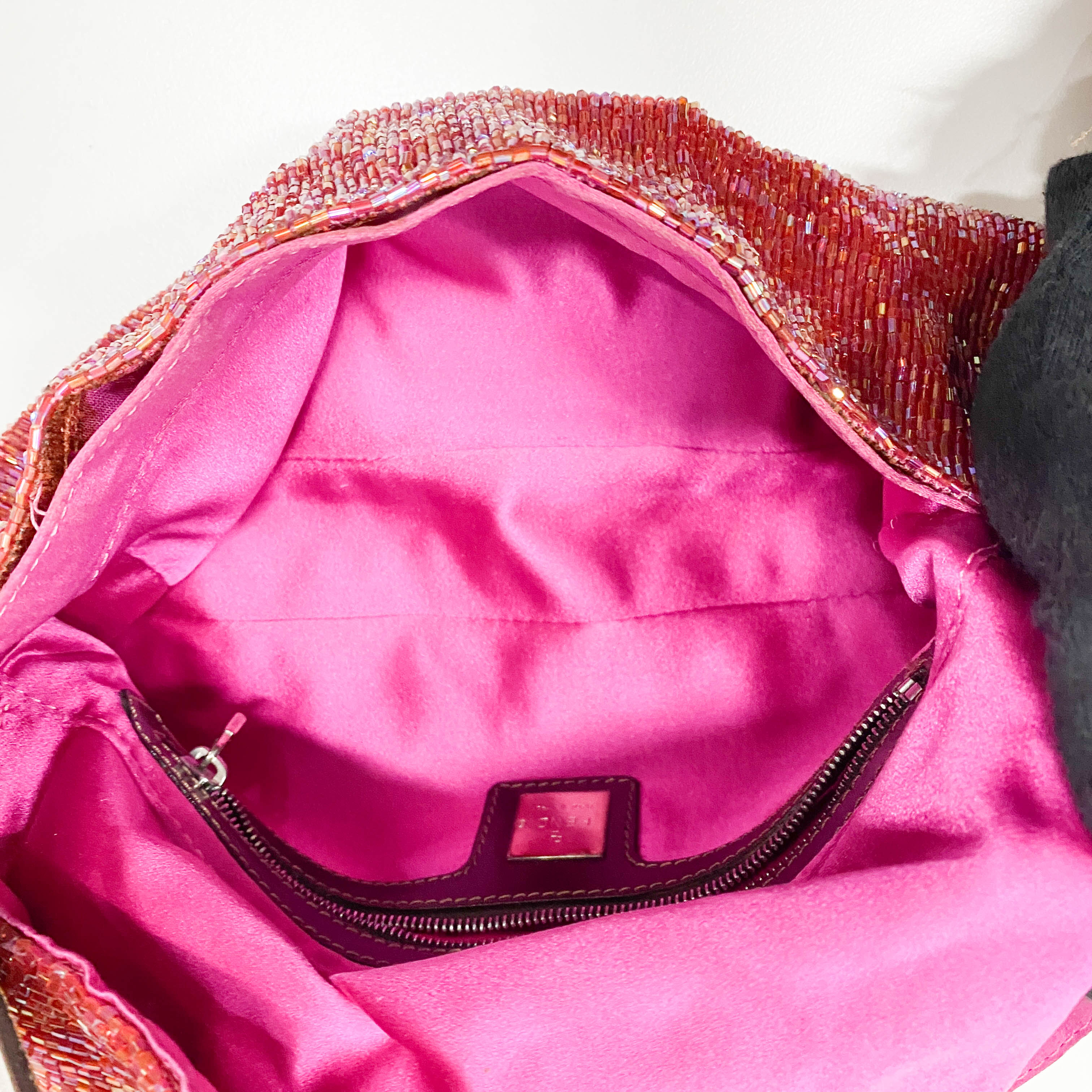 Baguette Red Beaded Shoulder Bag