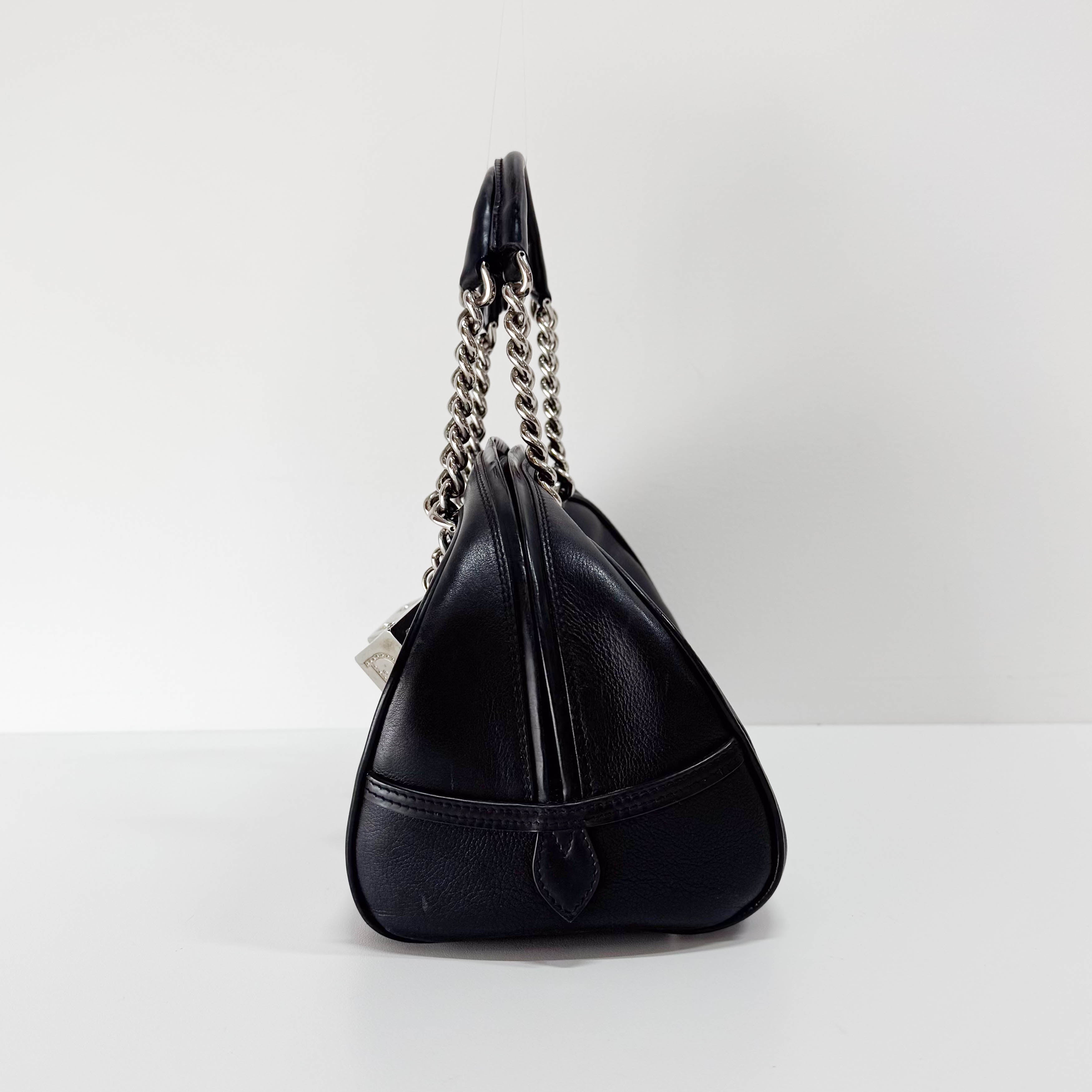 Gambler Black Leather Handbag