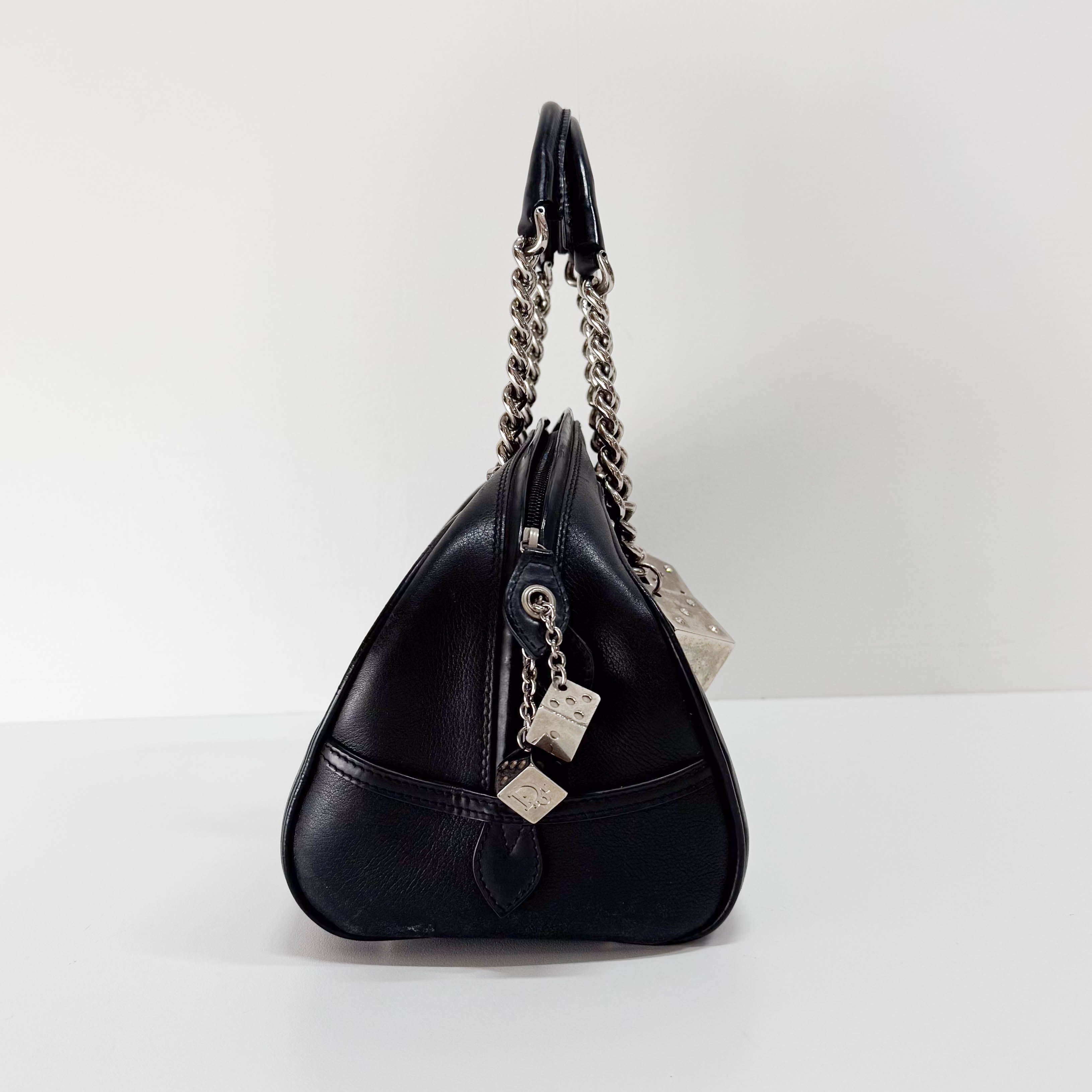 Gambler Black Leather Handbag