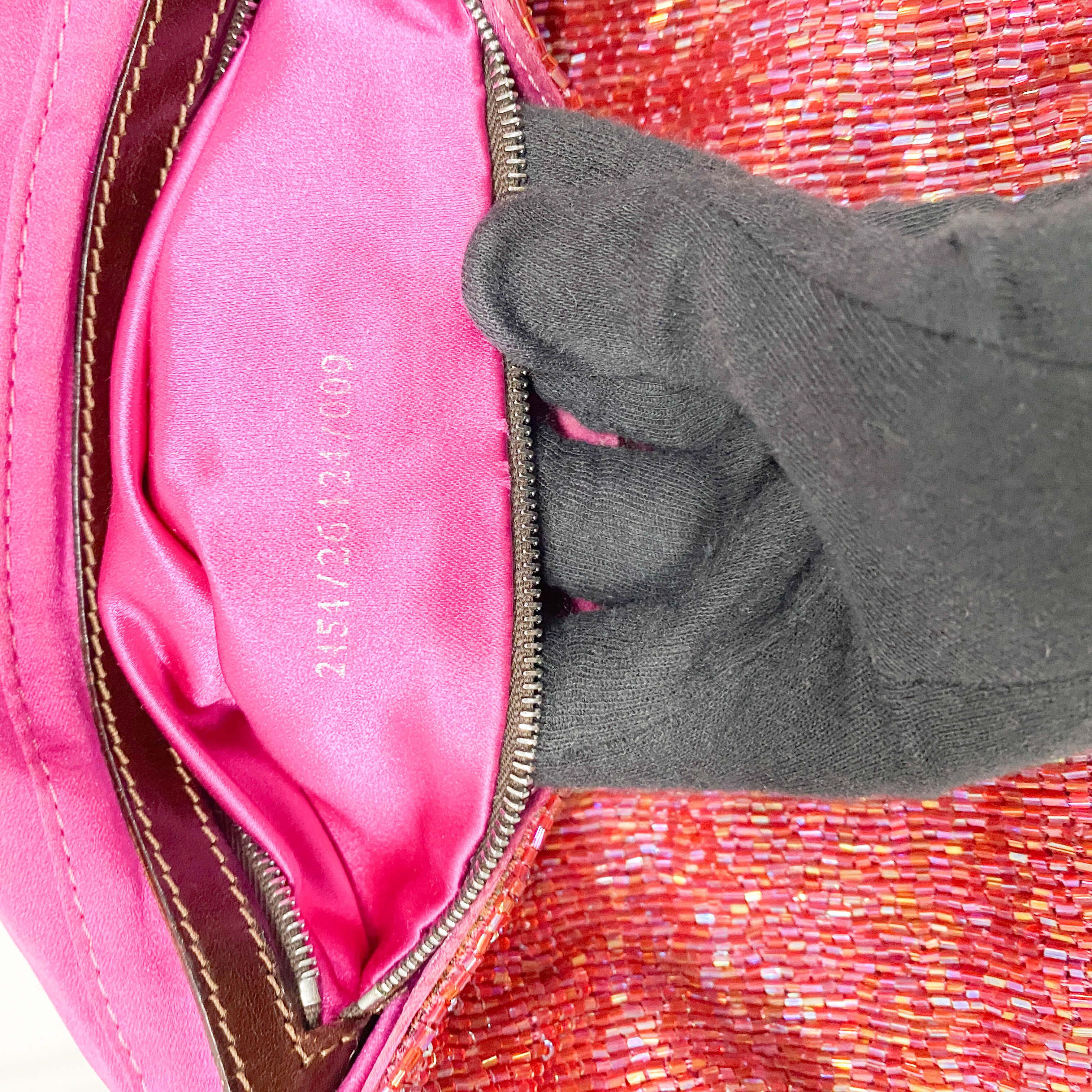 Baguette Red Beaded Shoulder Bag