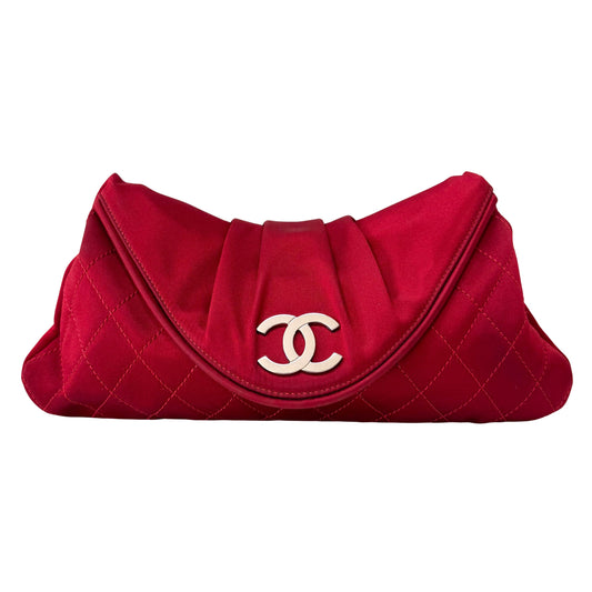 Mini Red Satin Clutch Bag