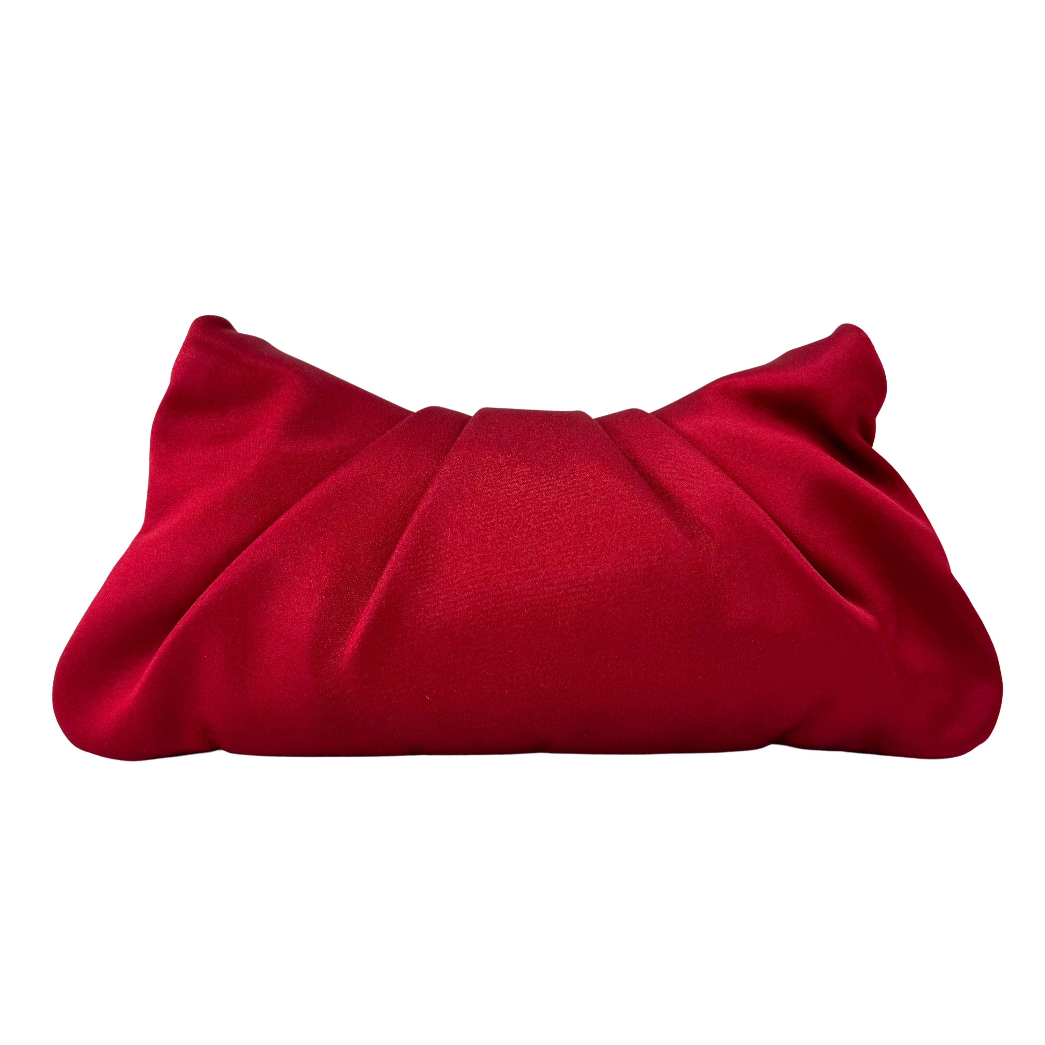 Mini Red Satin Clutch Bag