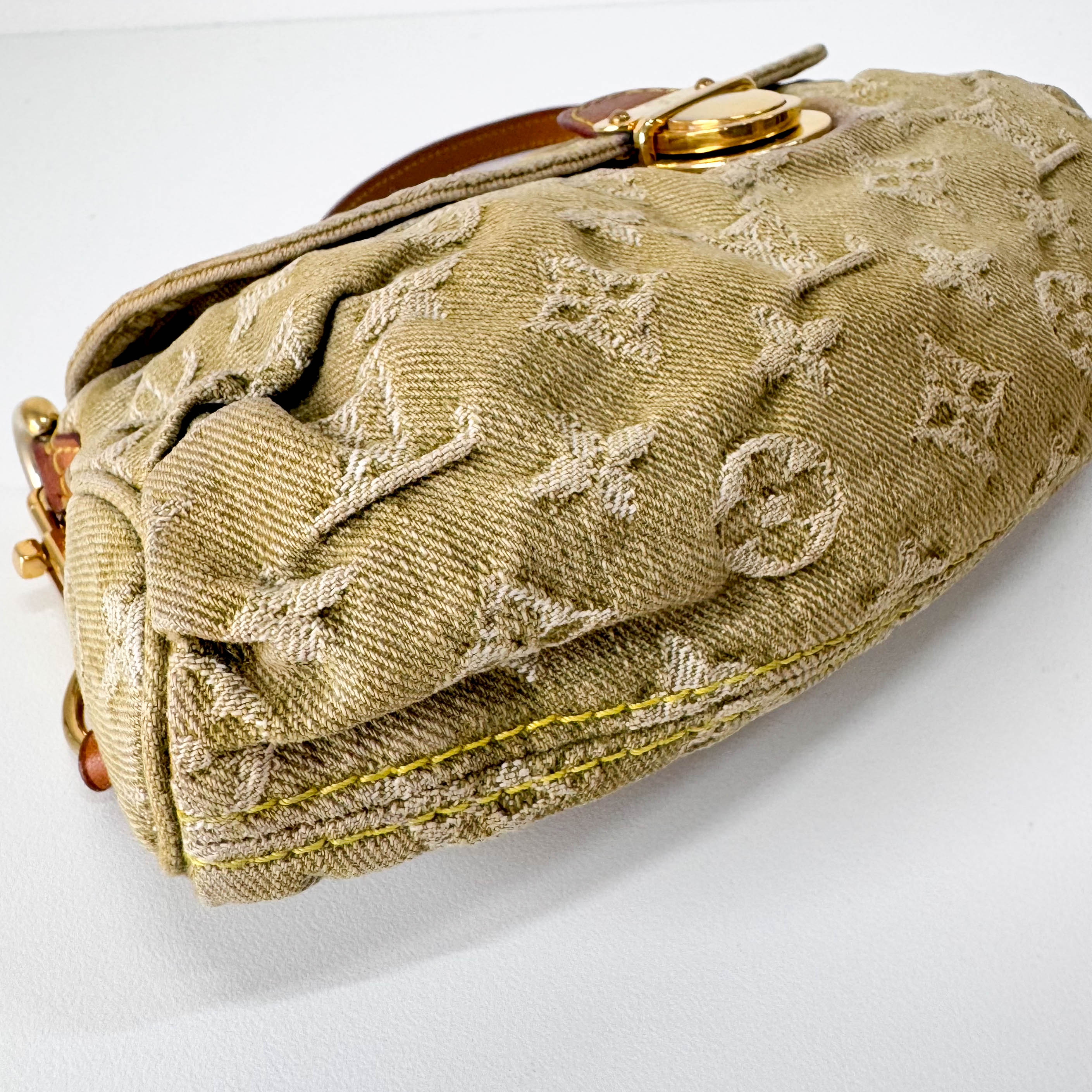 Mini Pleaty Green Denim Shoulder Bag