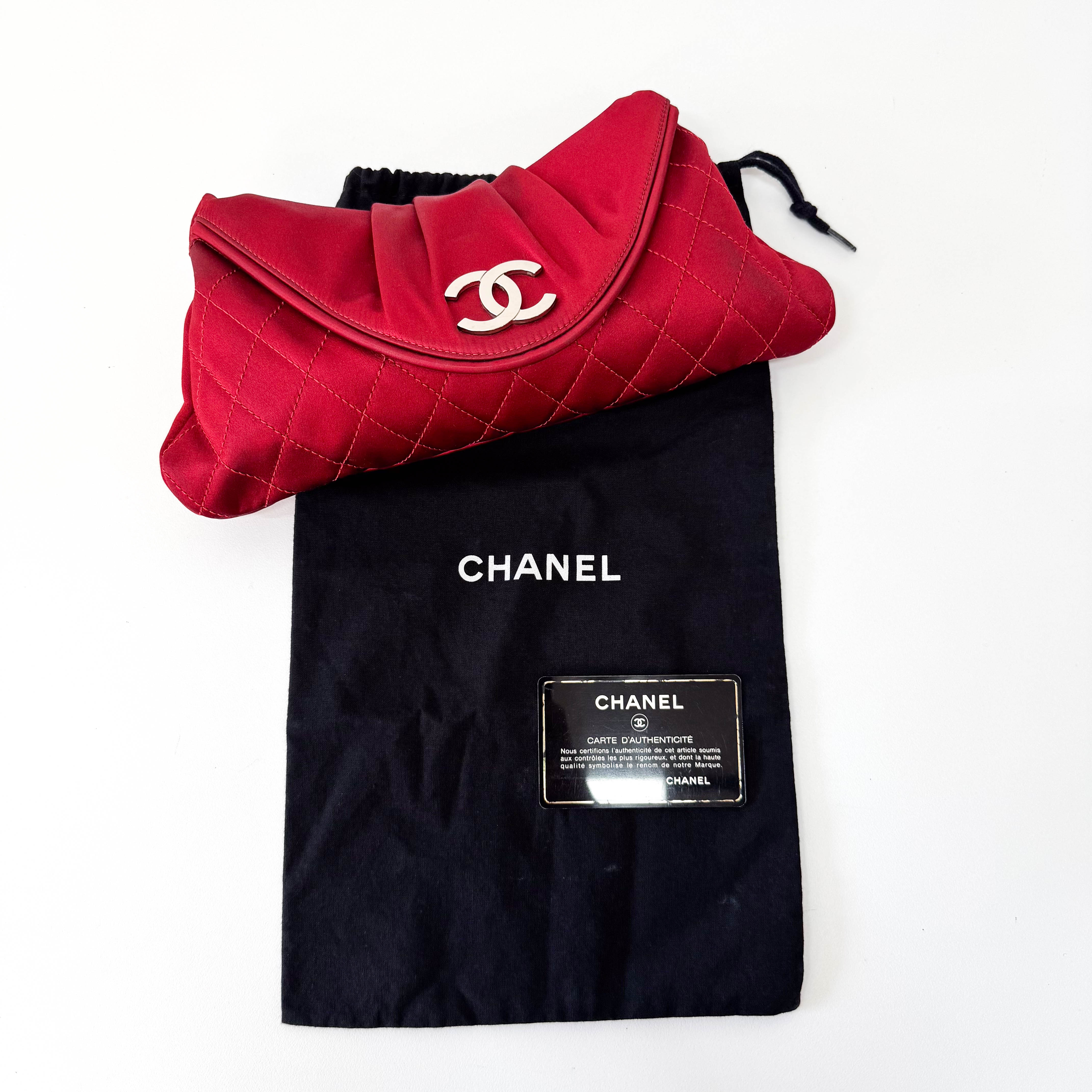 Mini Red Satin Clutch Bag