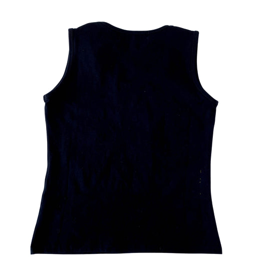 Size L Black Embroided Cotton Crop Top