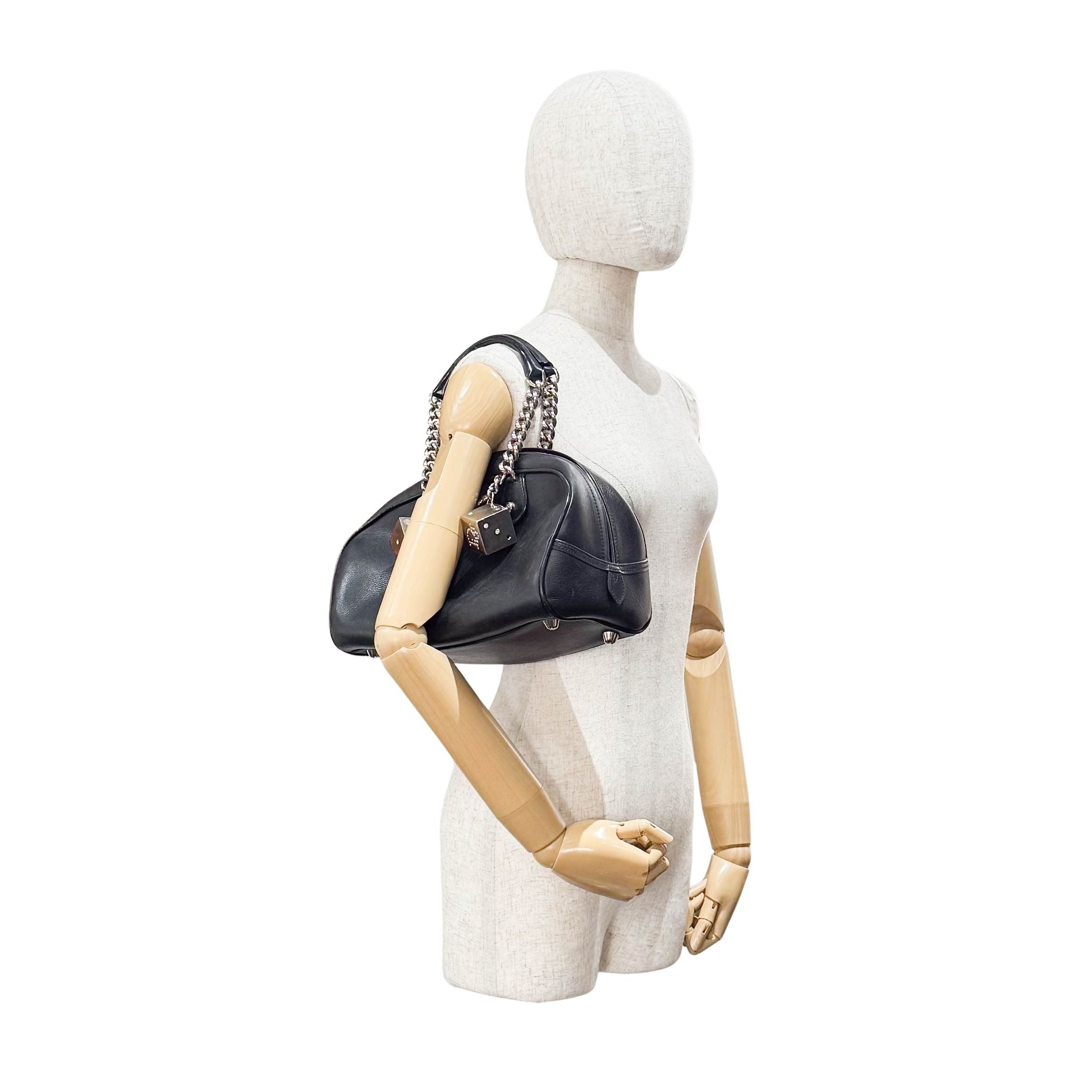 Gambler Black Leather Handbag