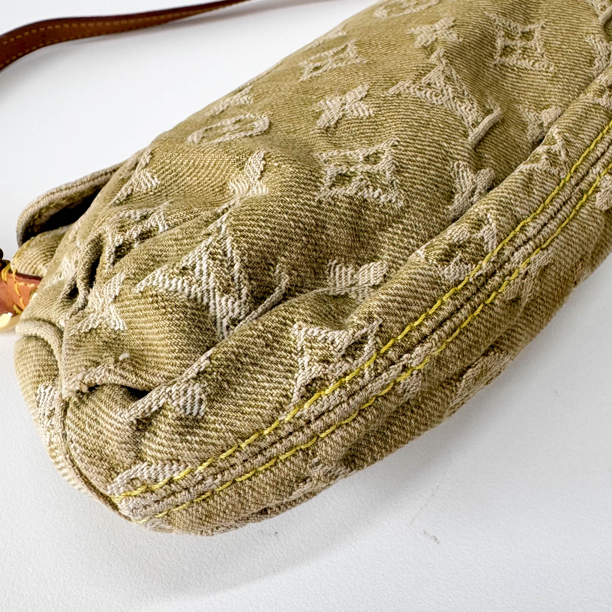 Mini Pleaty Green Denim Shoulder Bag