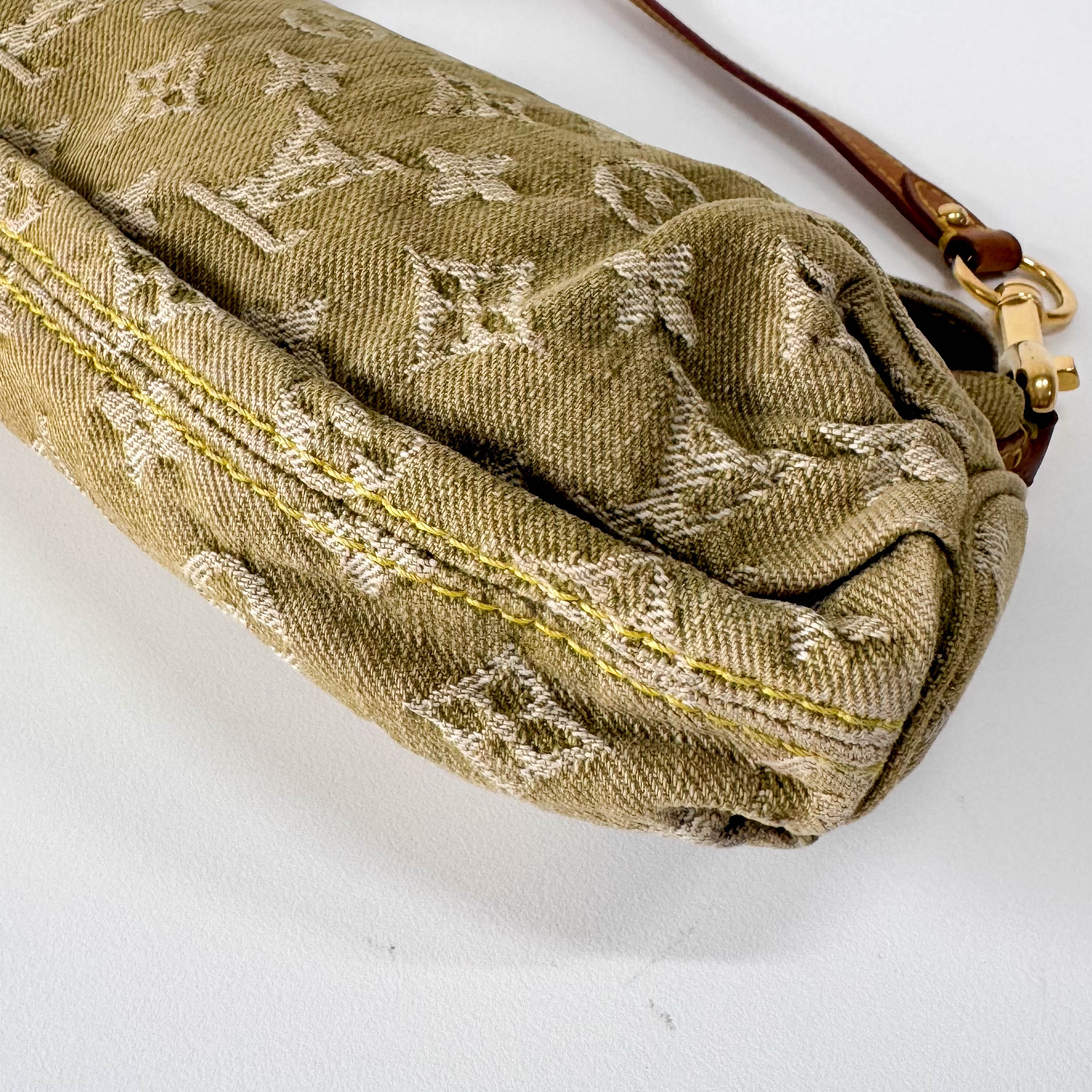 Mini Pleaty Green Denim Shoulder Bag