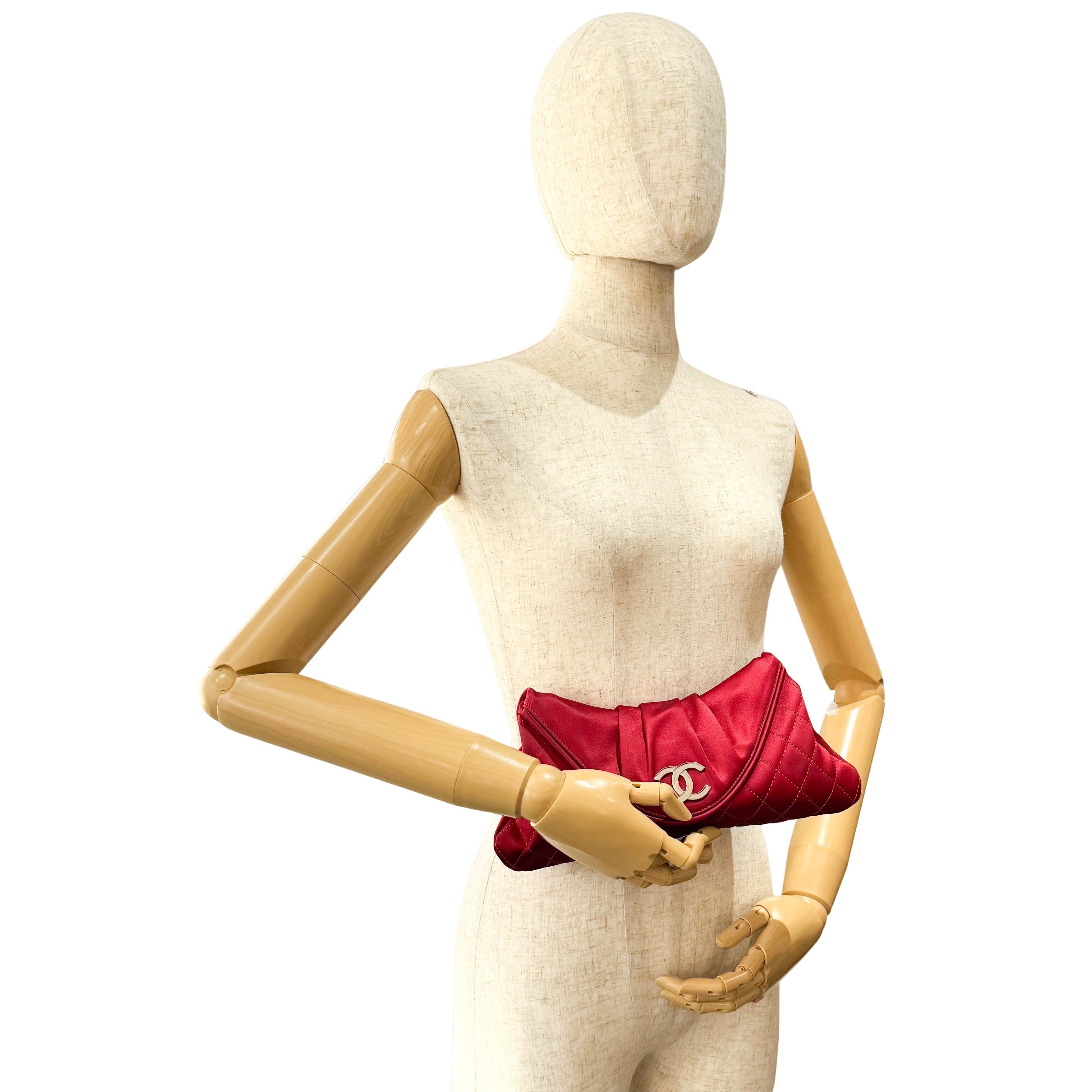 Mini Red Satin Clutch Bag