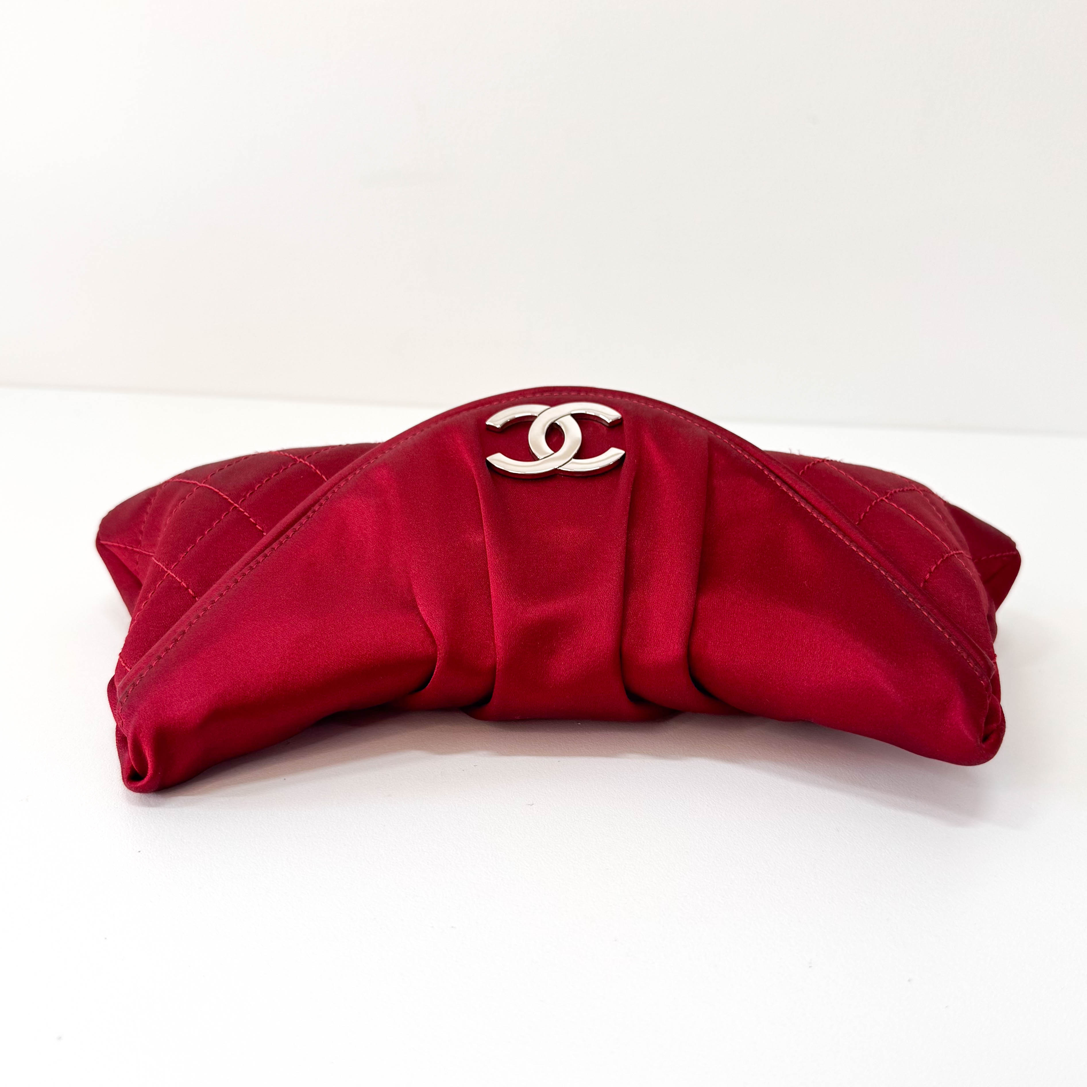 Mini Red Satin Clutch Bag