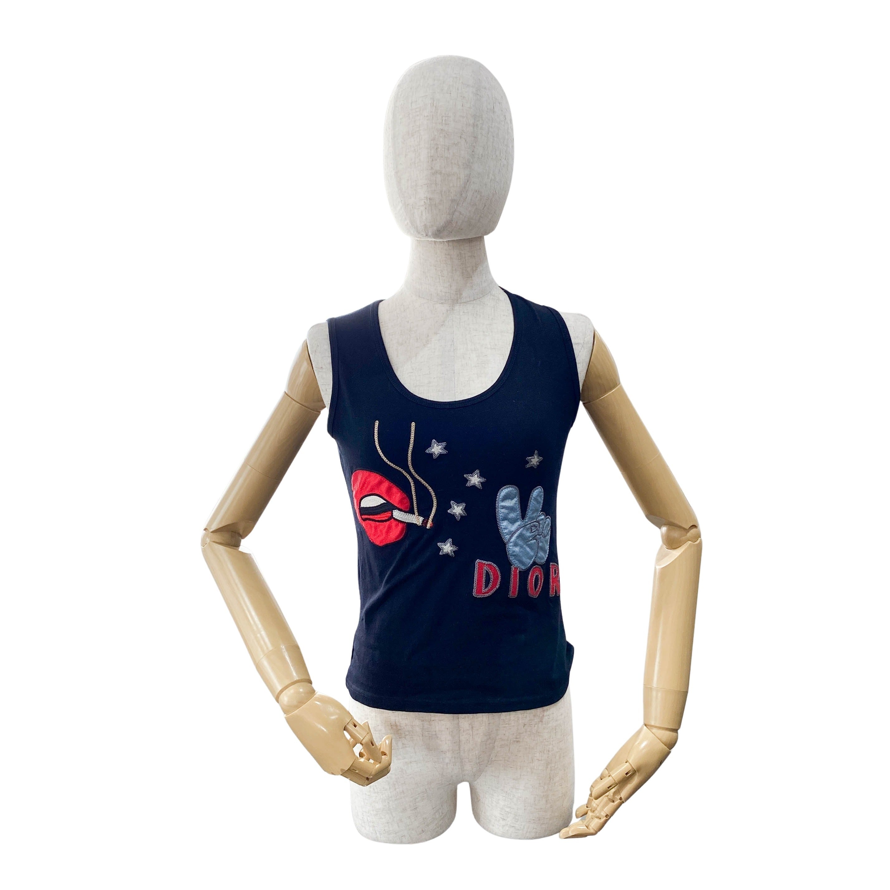 Size L Black Embroided Cotton Crop Top