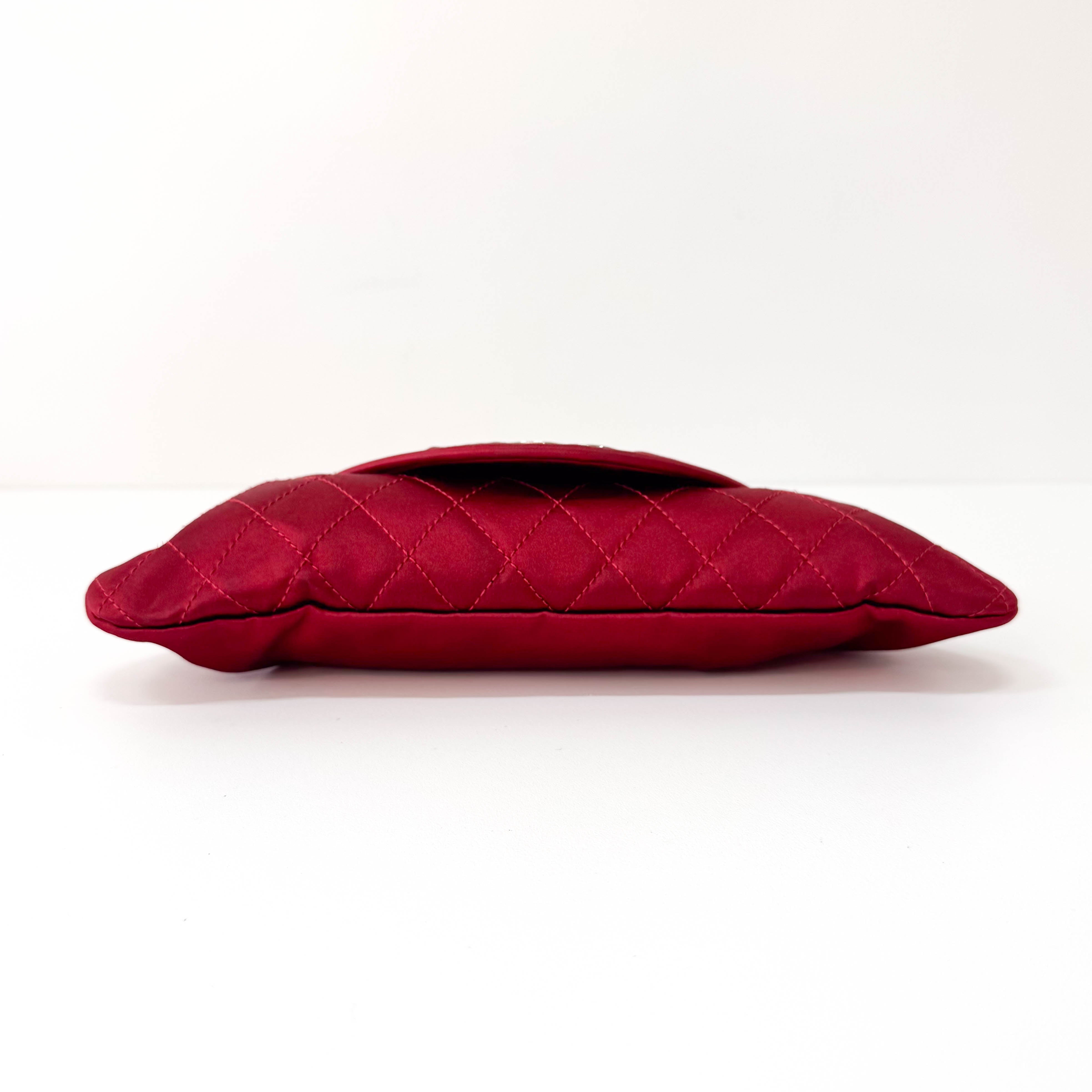 Mini Red Satin Clutch Bag