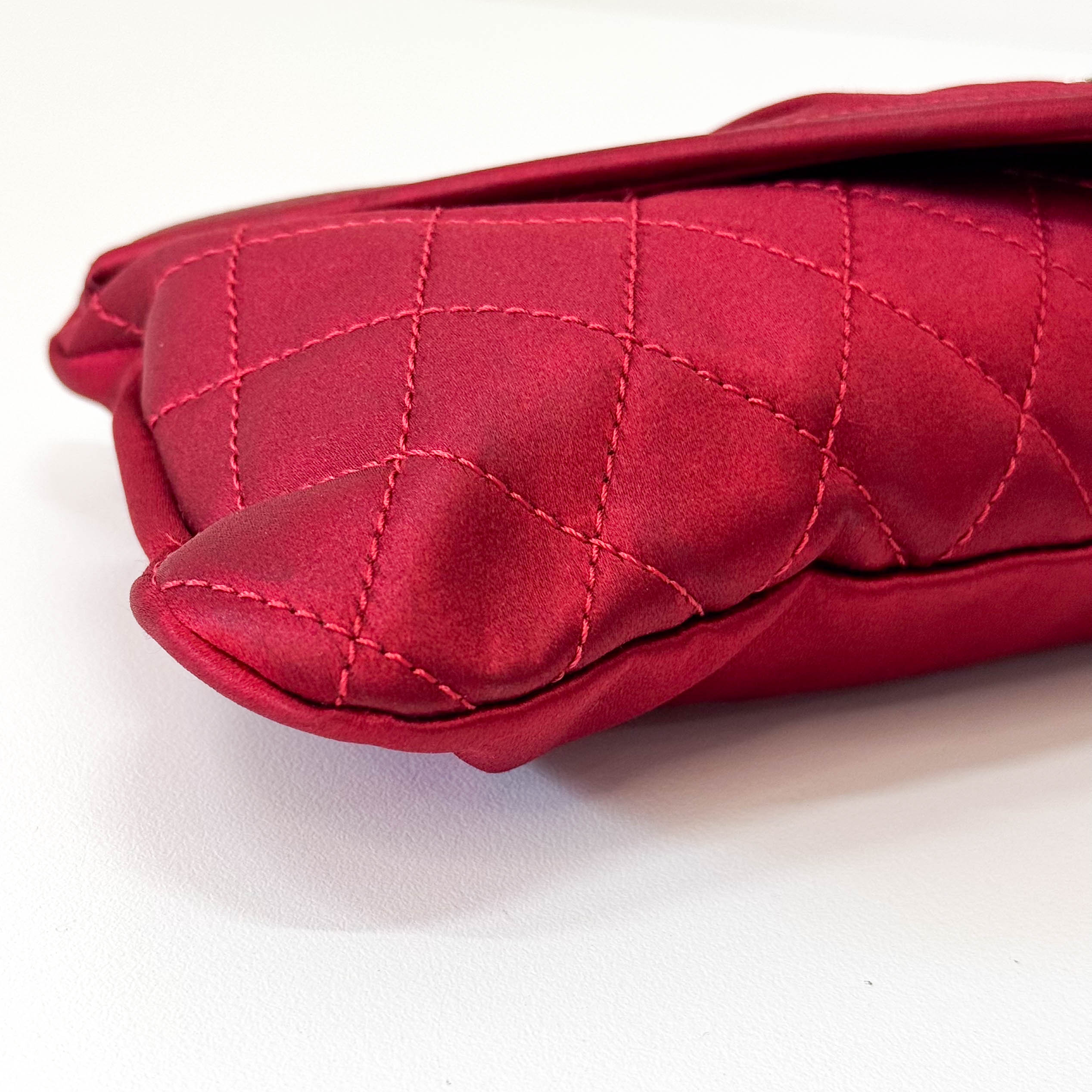 Mini Red Satin Clutch Bag