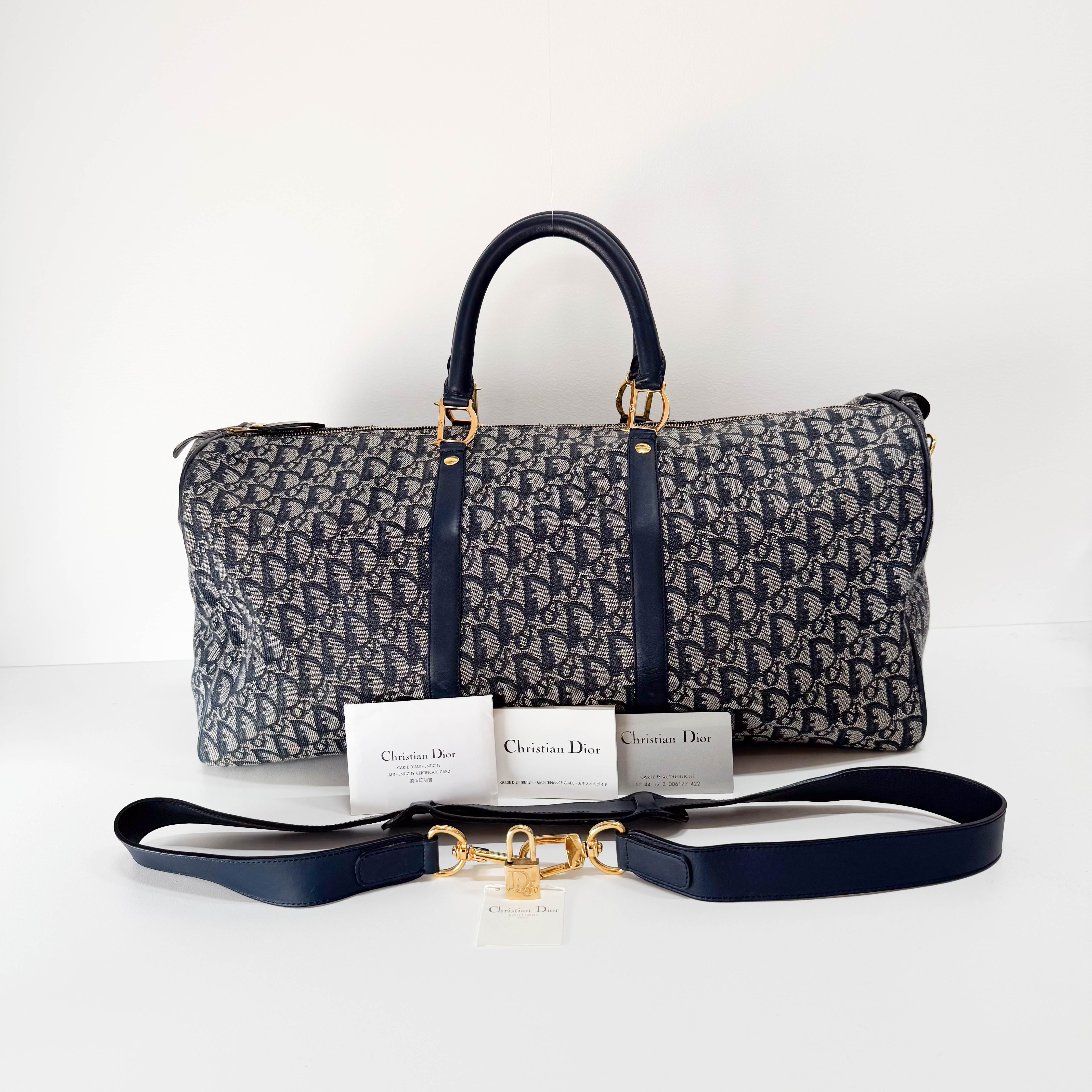 Boston Trotter Navy Canvas Two Way Bag