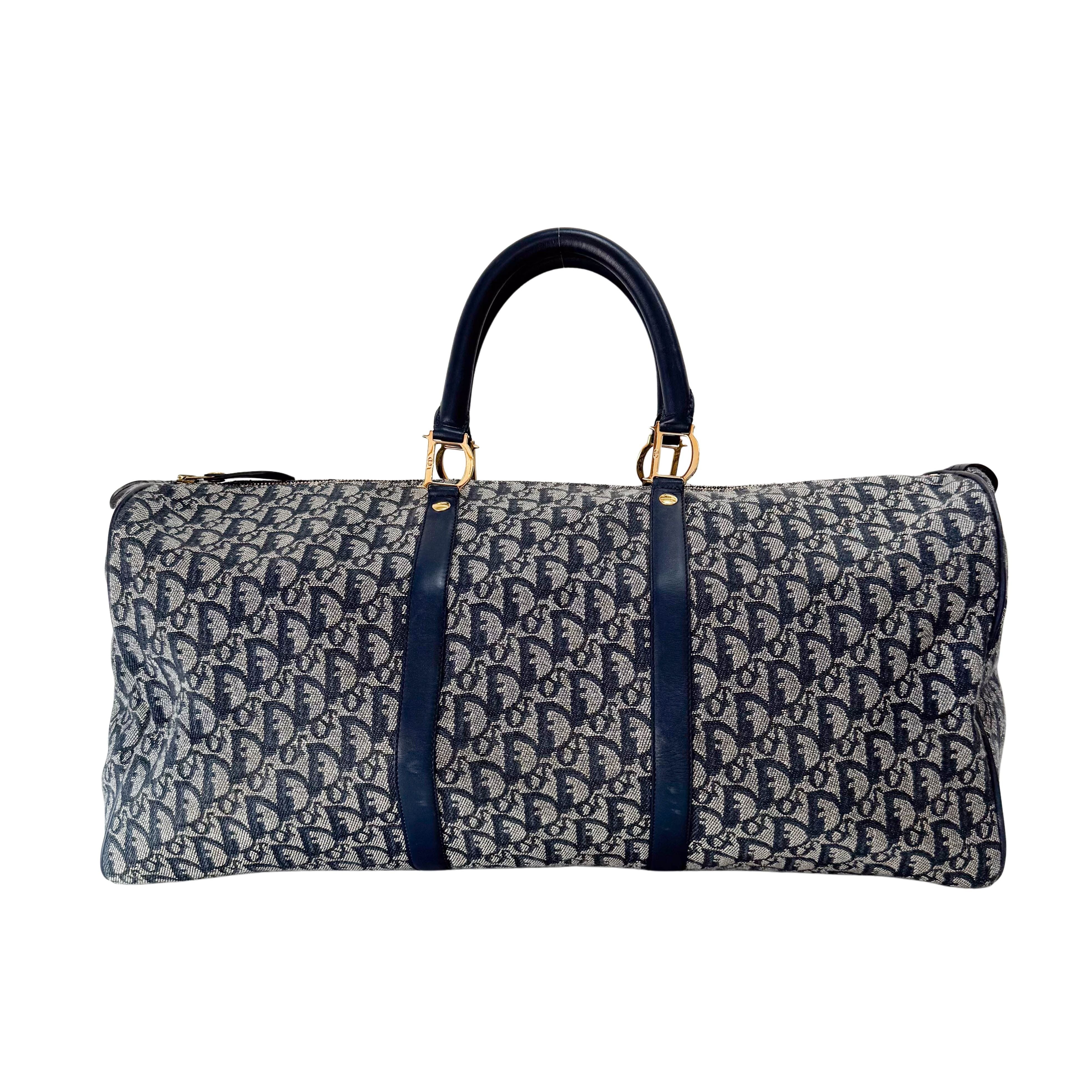 Boston Trotter Navy Canvas Two Way Bag
