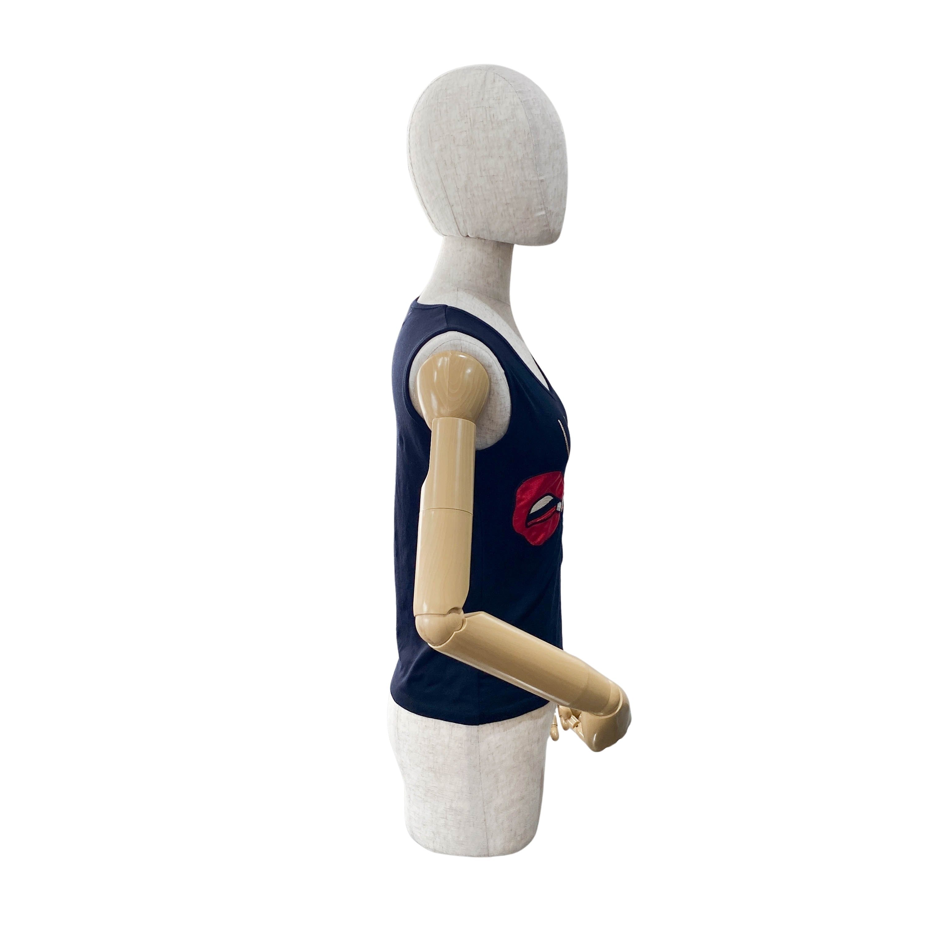 Size L Black Embroided Cotton Crop Top