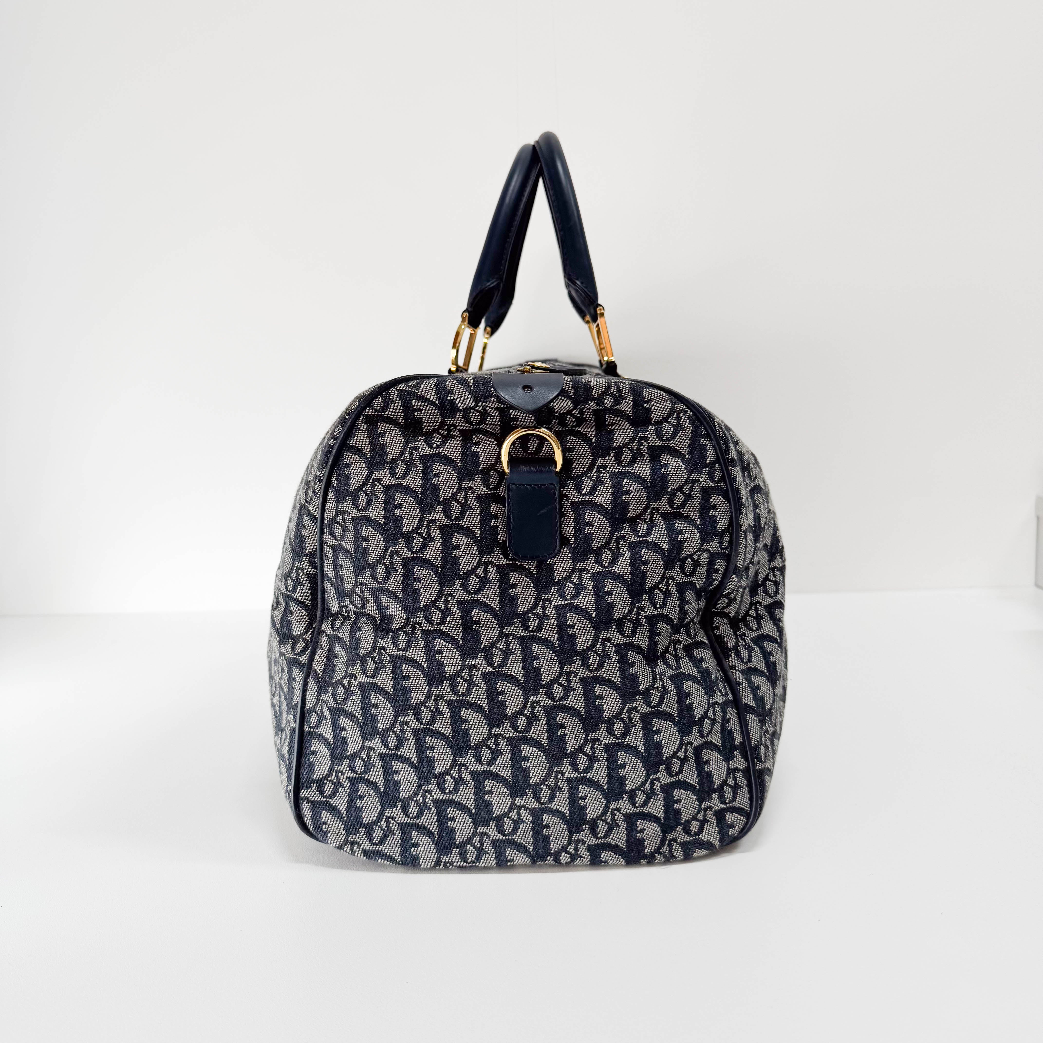 Boston Trotter Navy Canvas Two Way Bag