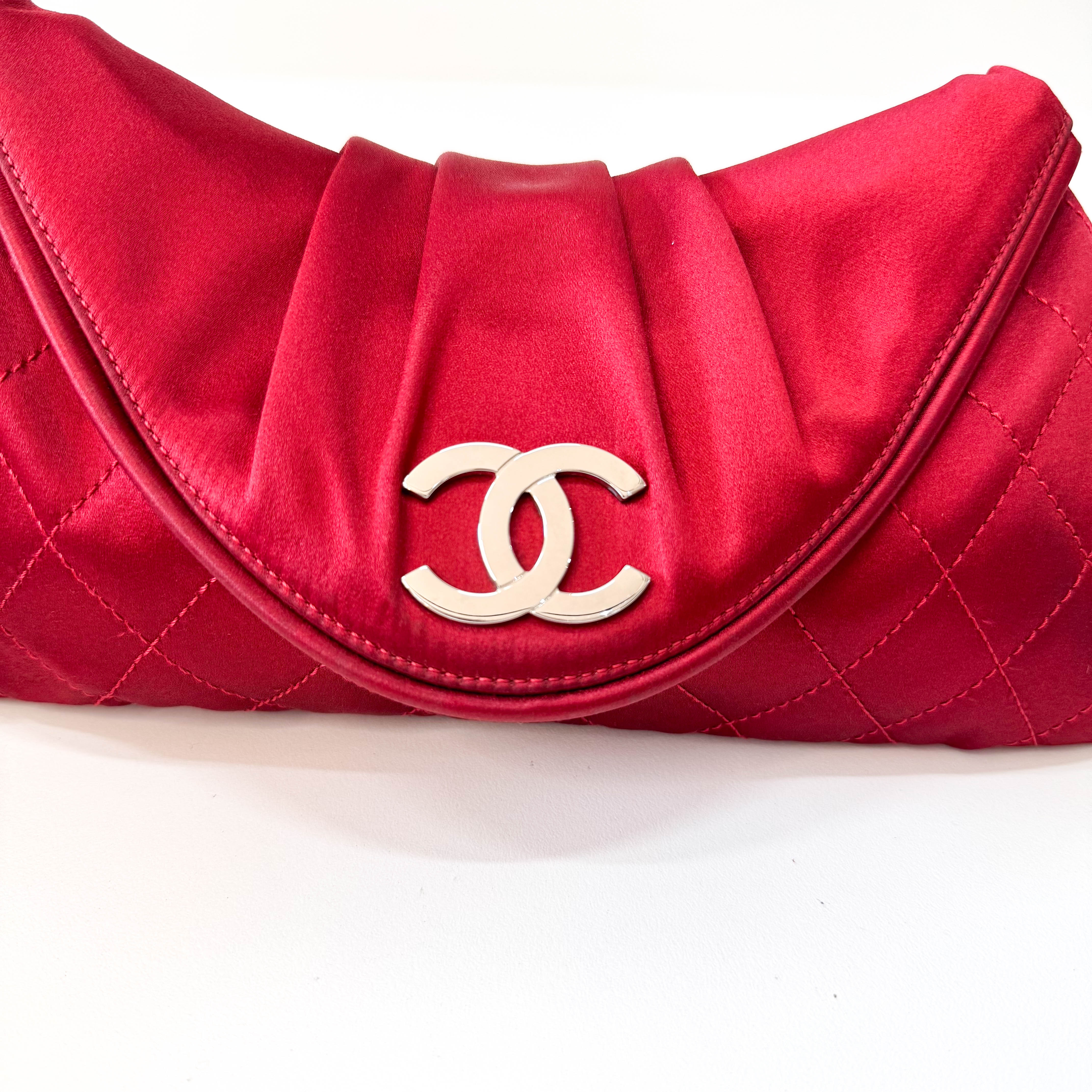 Mini Red Satin Clutch Bag