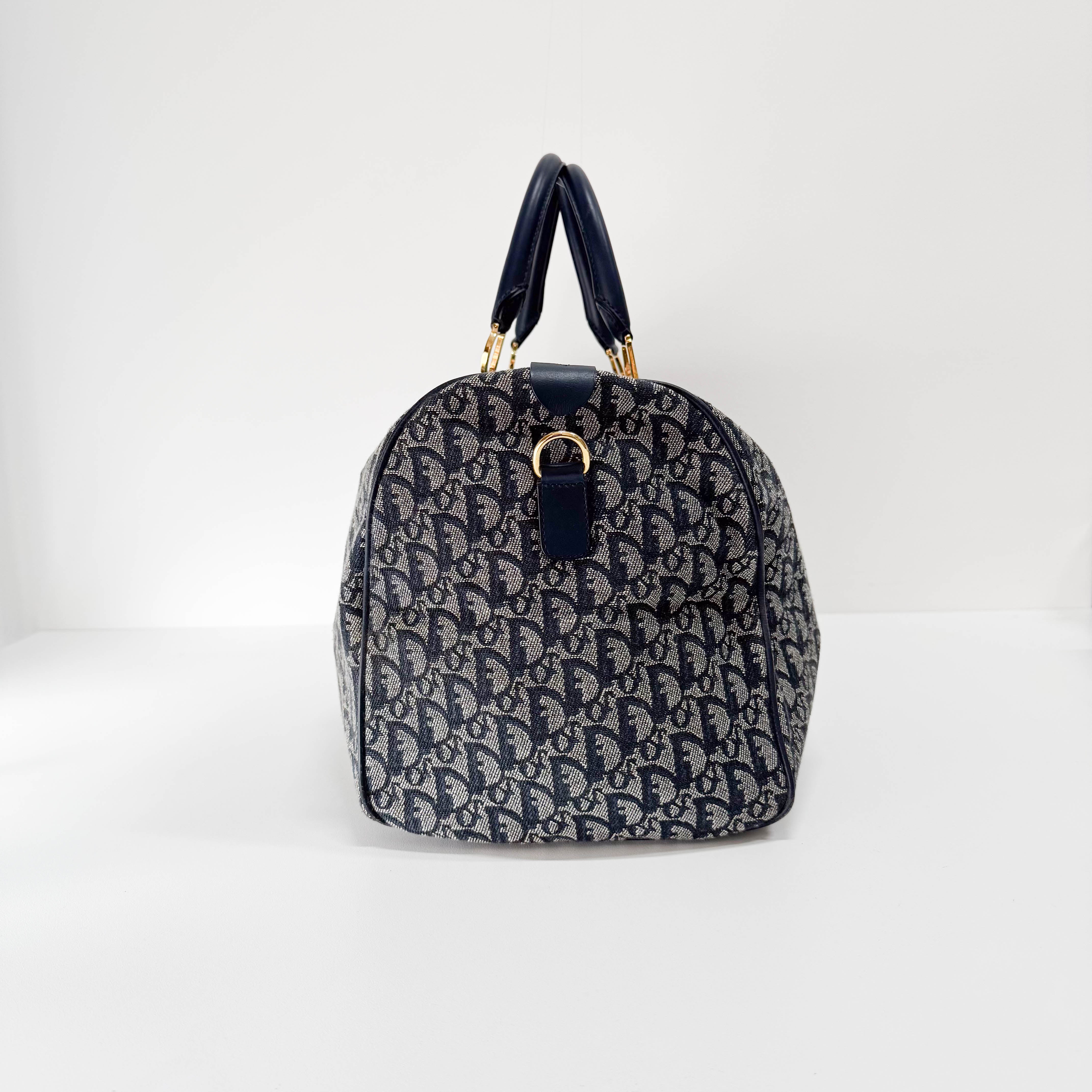 Boston Trotter Navy Canvas Two Way Bag