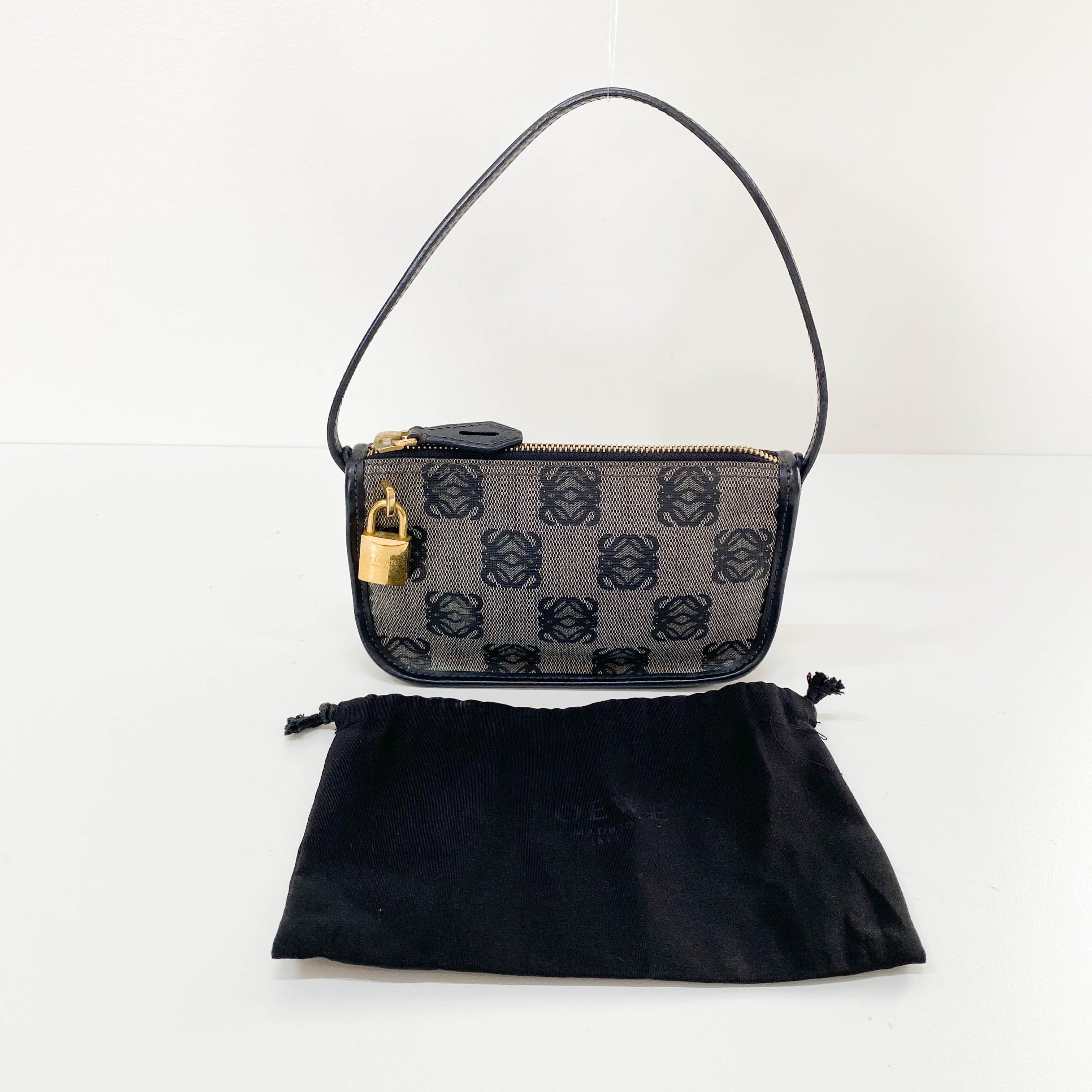 Anagram Grey Coated Canvas Pouch