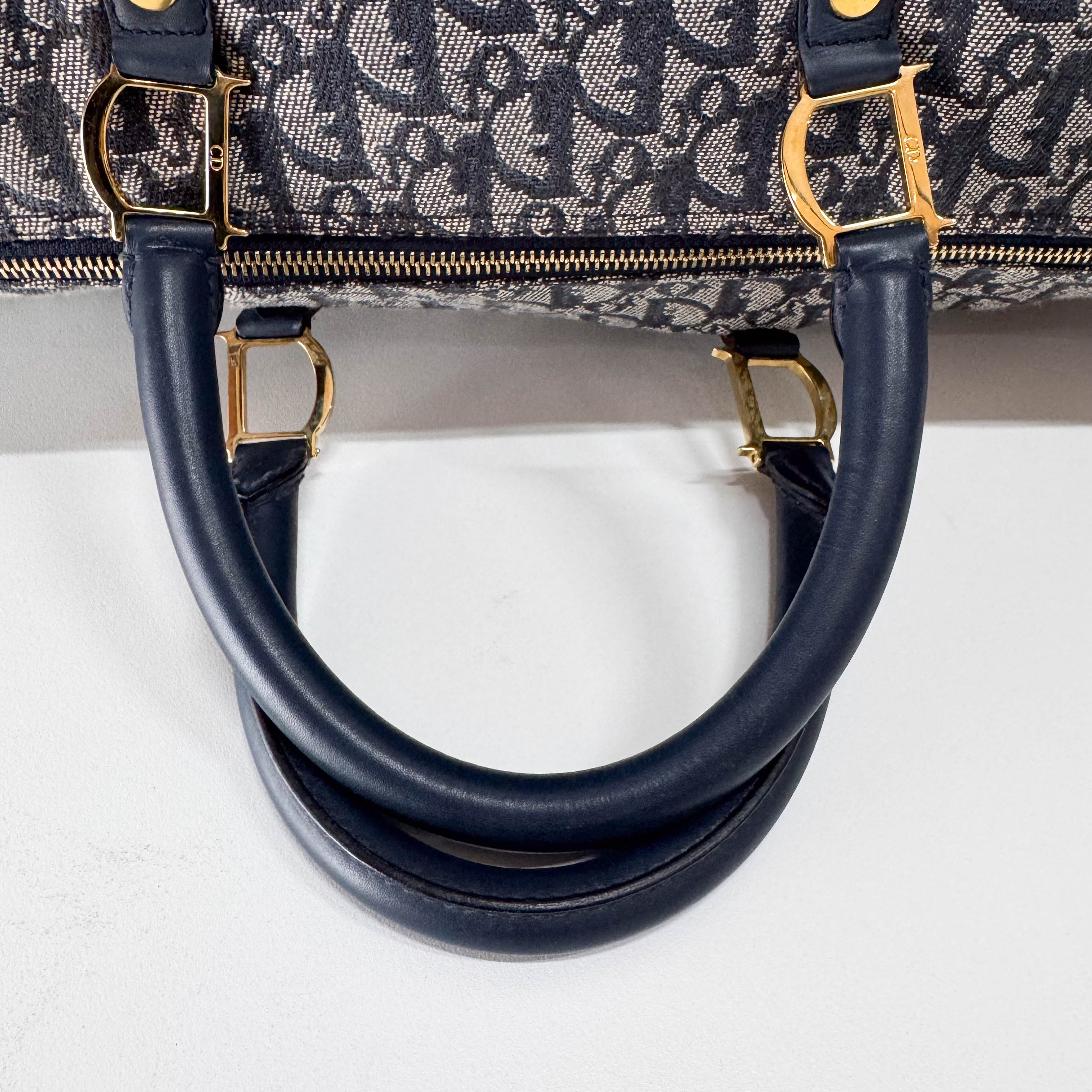 Boston Trotter Navy Canvas Two Way Bag