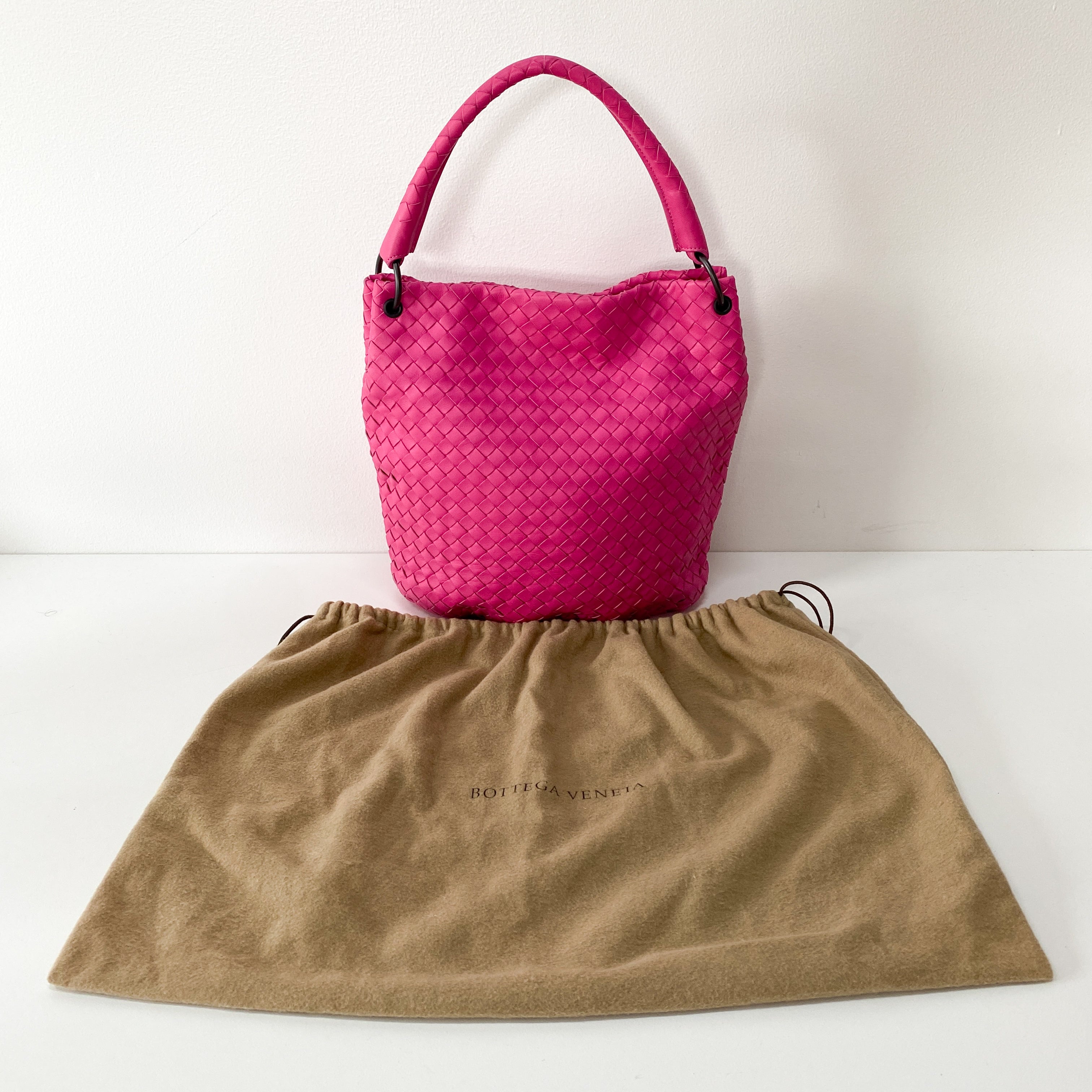 Pink Leather Intrecciato