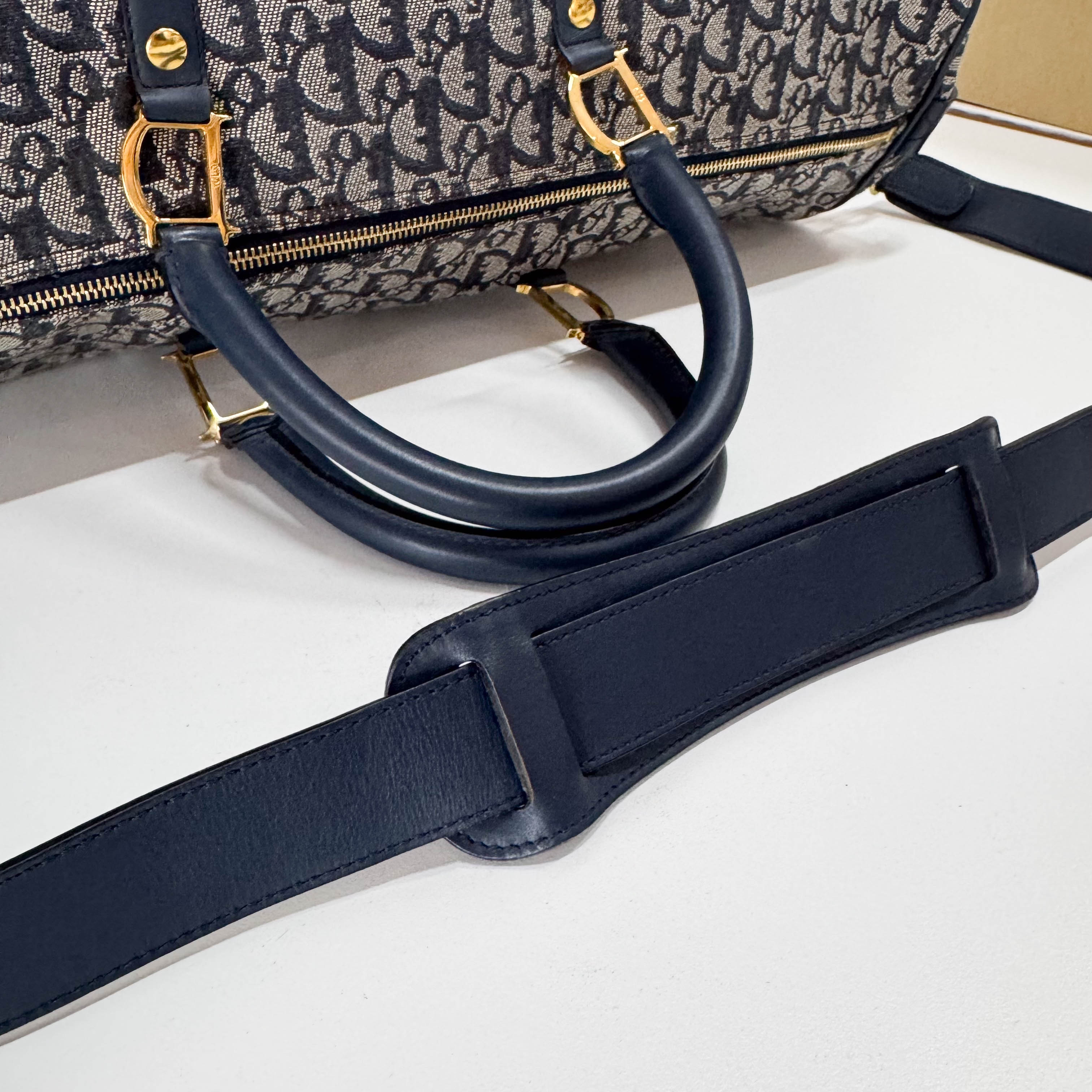 Boston Trotter Navy Canvas Two Way Bag