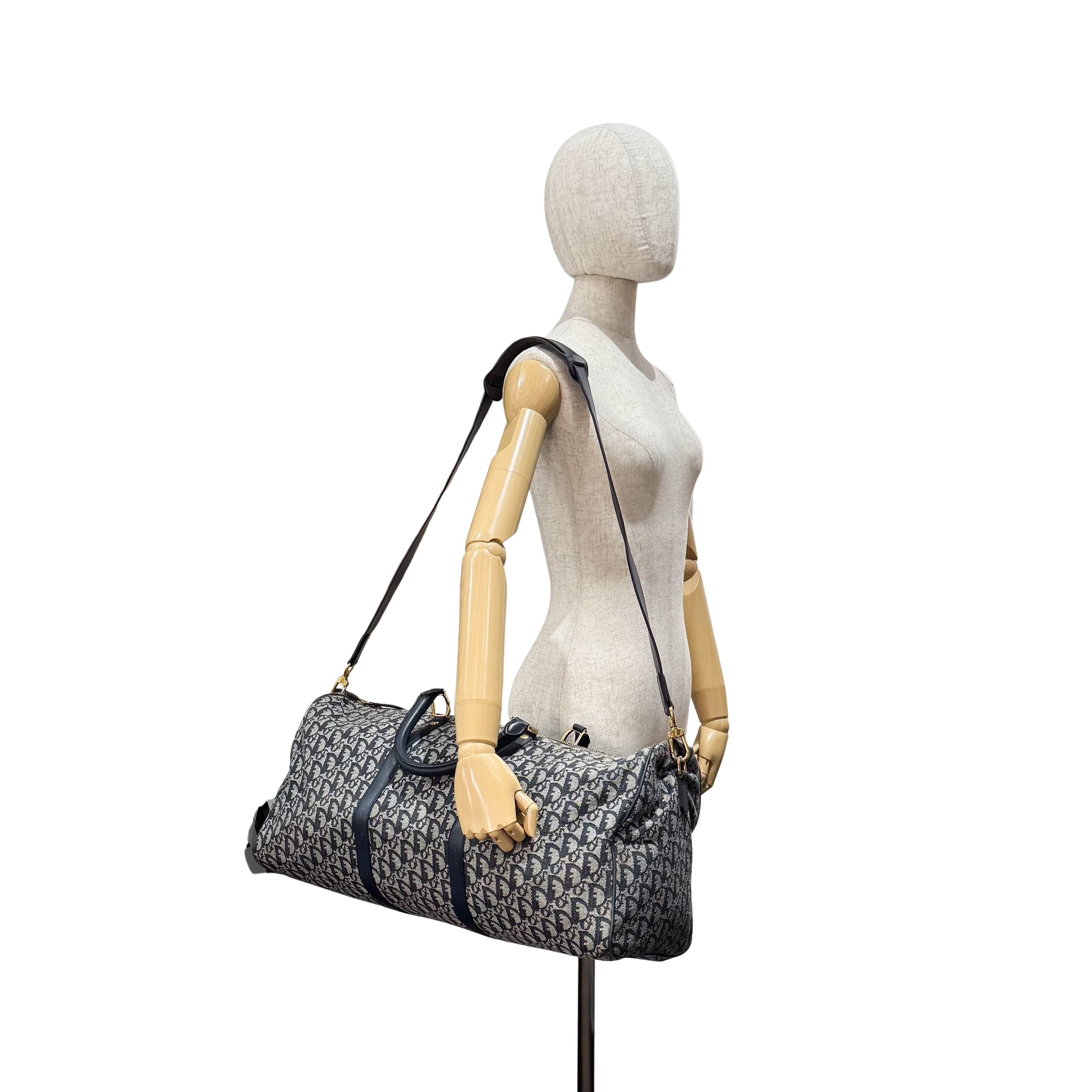 Boston Trotter Navy Canvas Two Way Bag