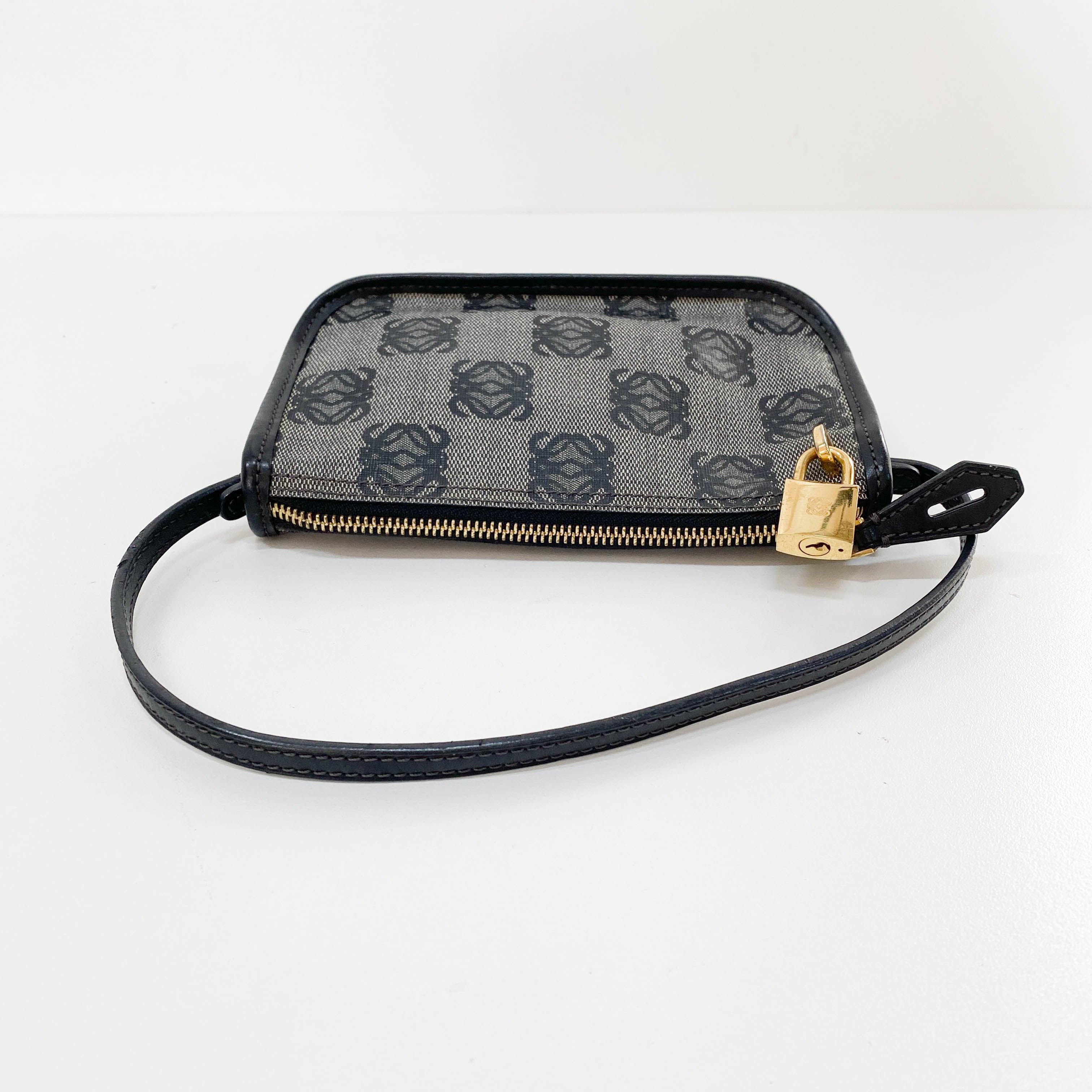 Anagram Grey Coated Canvas Pouch