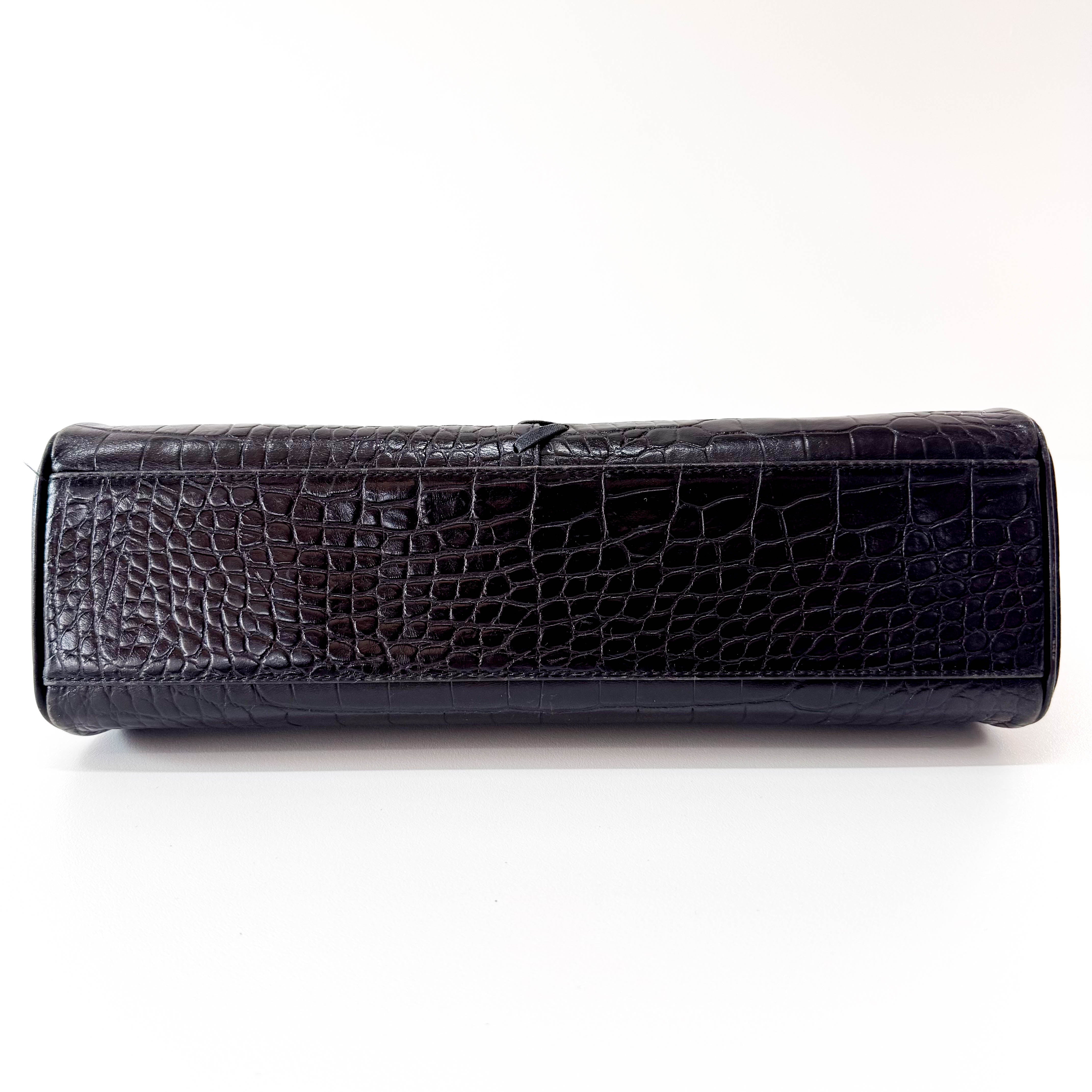 YSL Black Embossed Leather Hand Bag