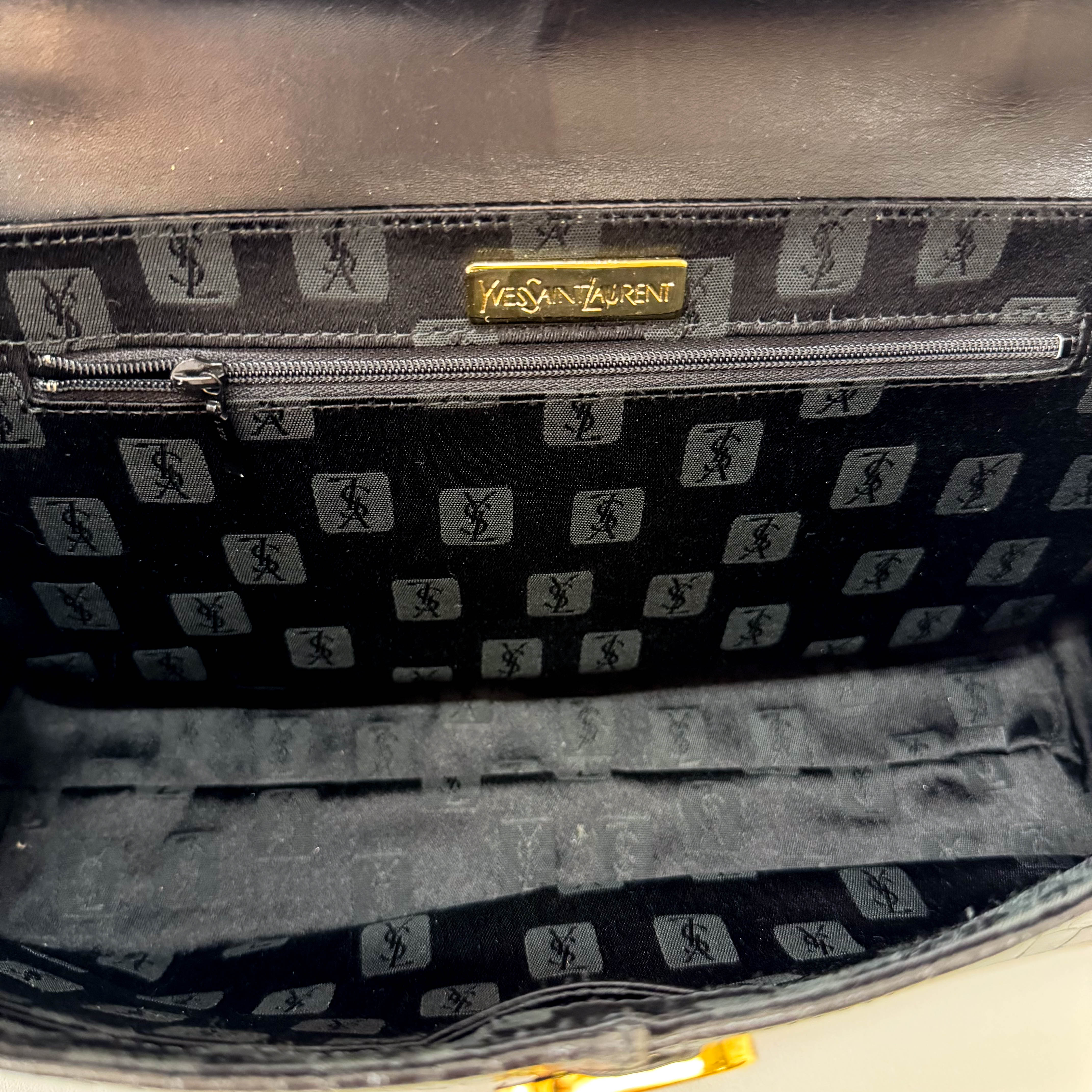 YSL Black Embossed Leather Hand Bag