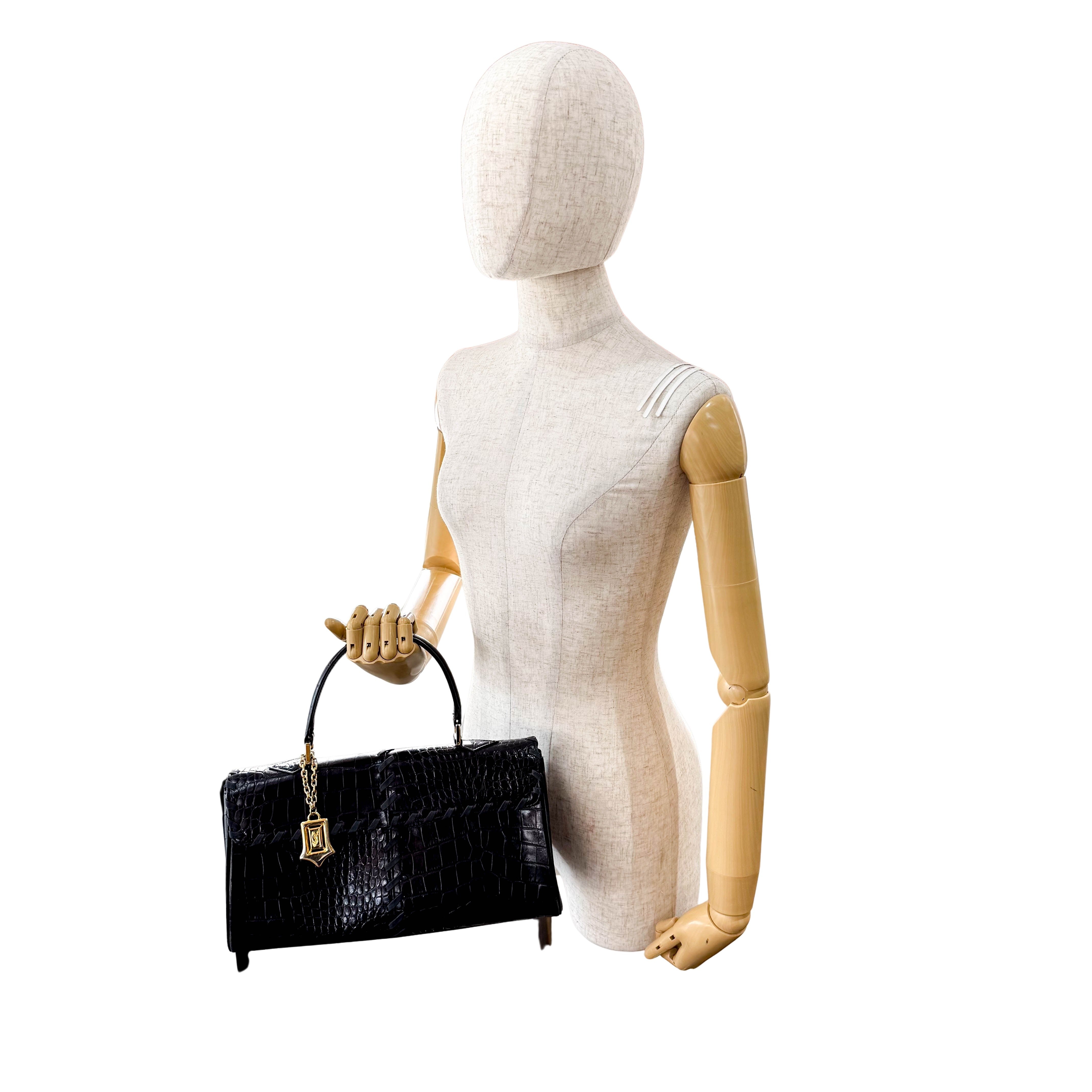 YSL Black Embossed Leather Hand Bag