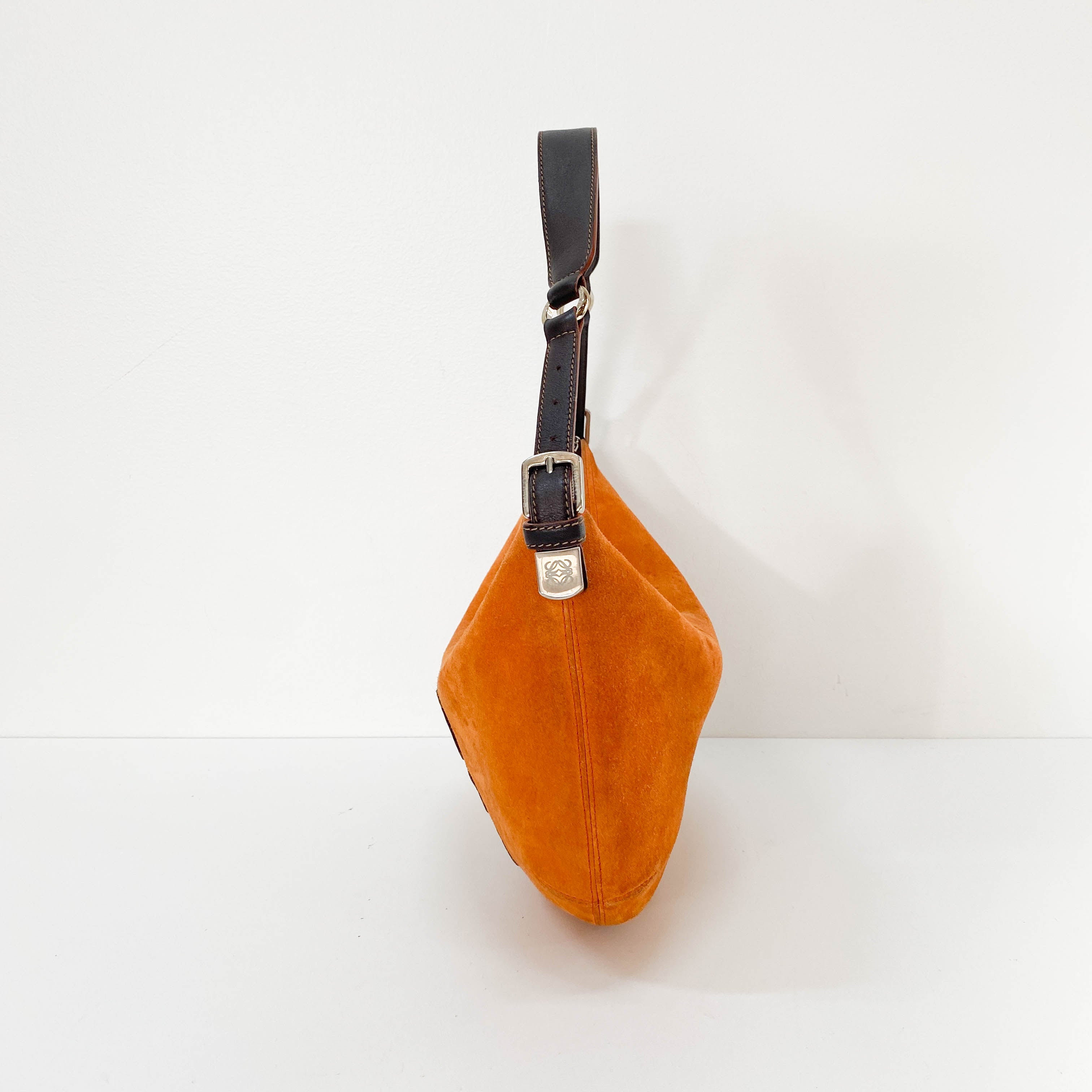 Anagram Orange Studded Suede Leather Handbag