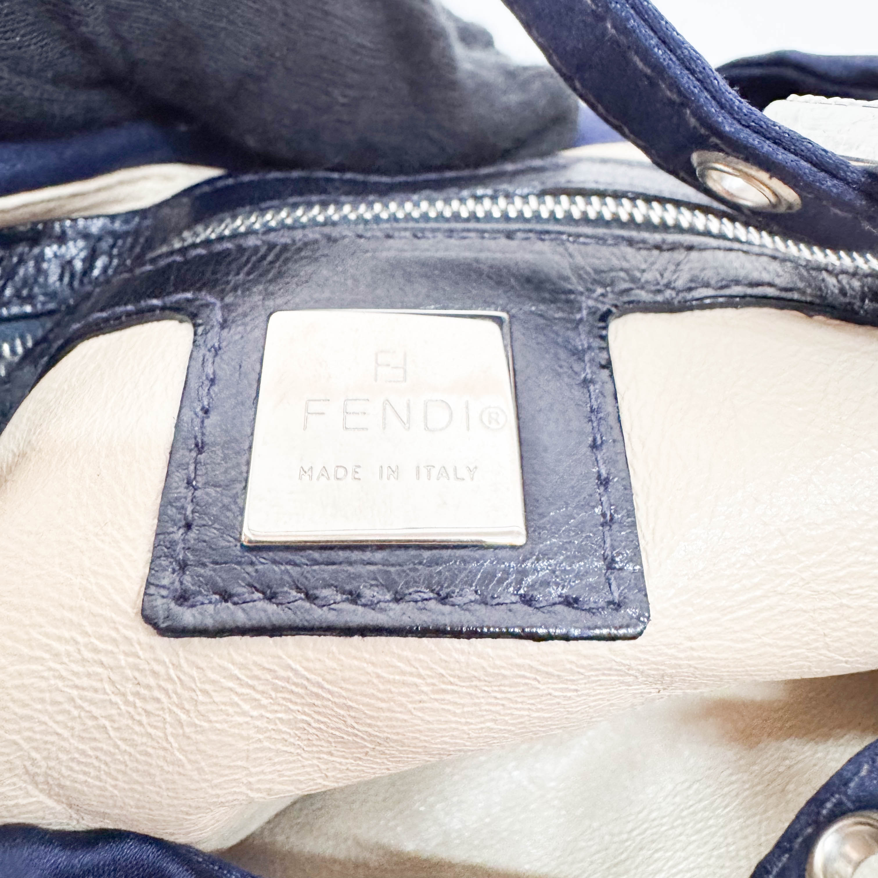 Navy Satin Rhinestone Shoulder Bag