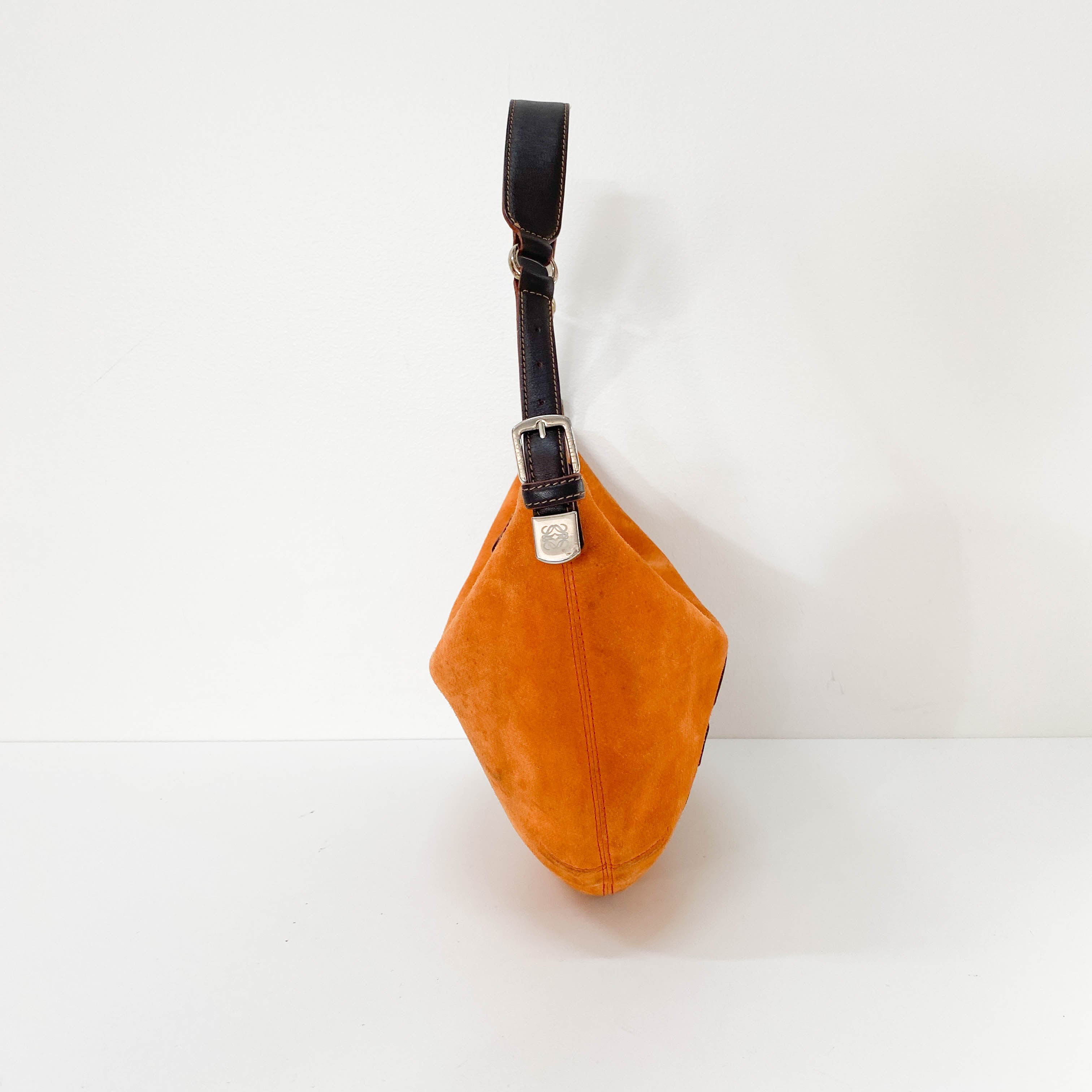 Anagram Orange Studded Suede Leather Handbag