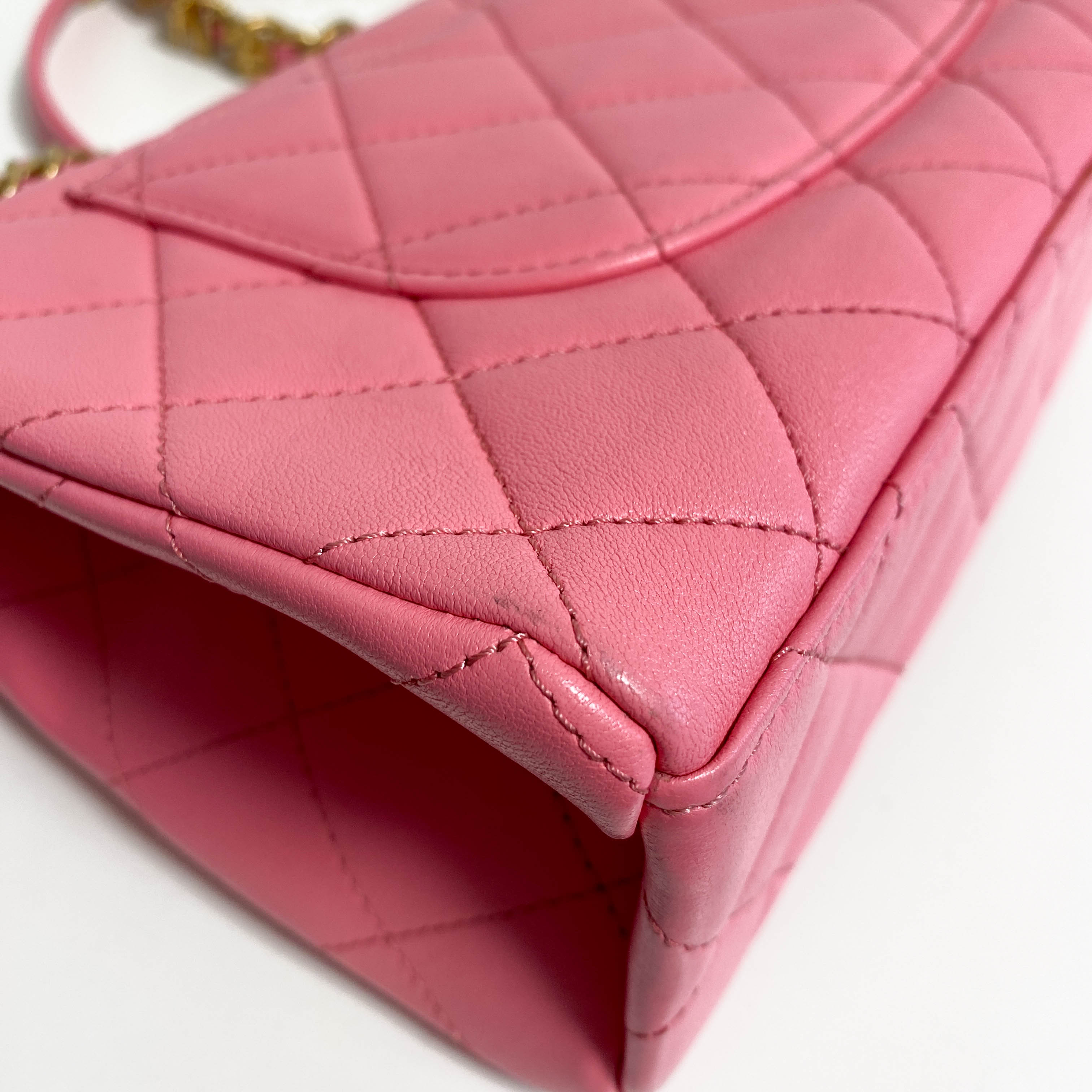 Timeless Classic 25 Pink Lambskin Quilted Shoulder Bag