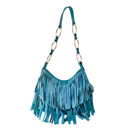 Rive Gauche Blue Fringe Leather Shoulder Bag