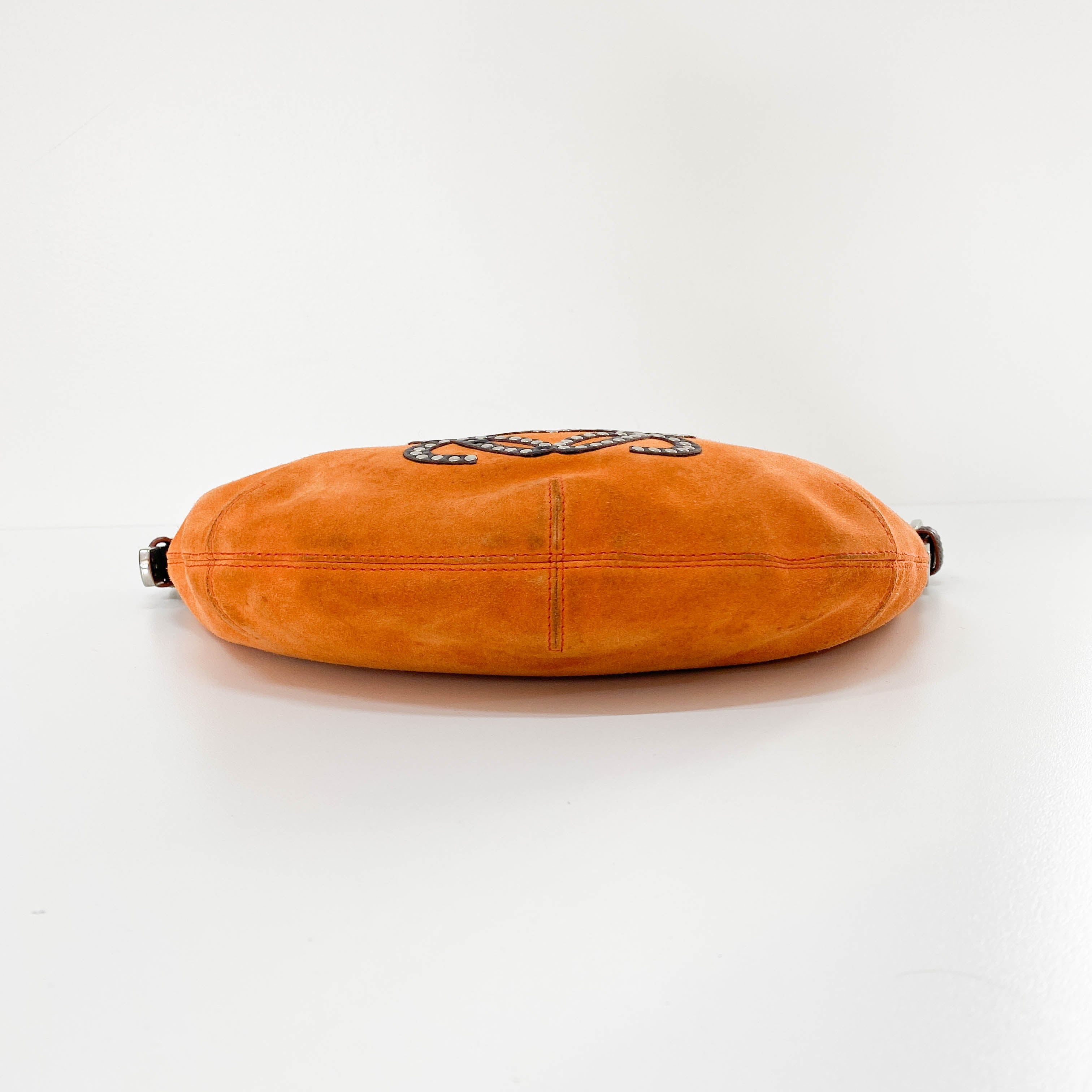 Anagram Orange Studded Suede Leather Handbag