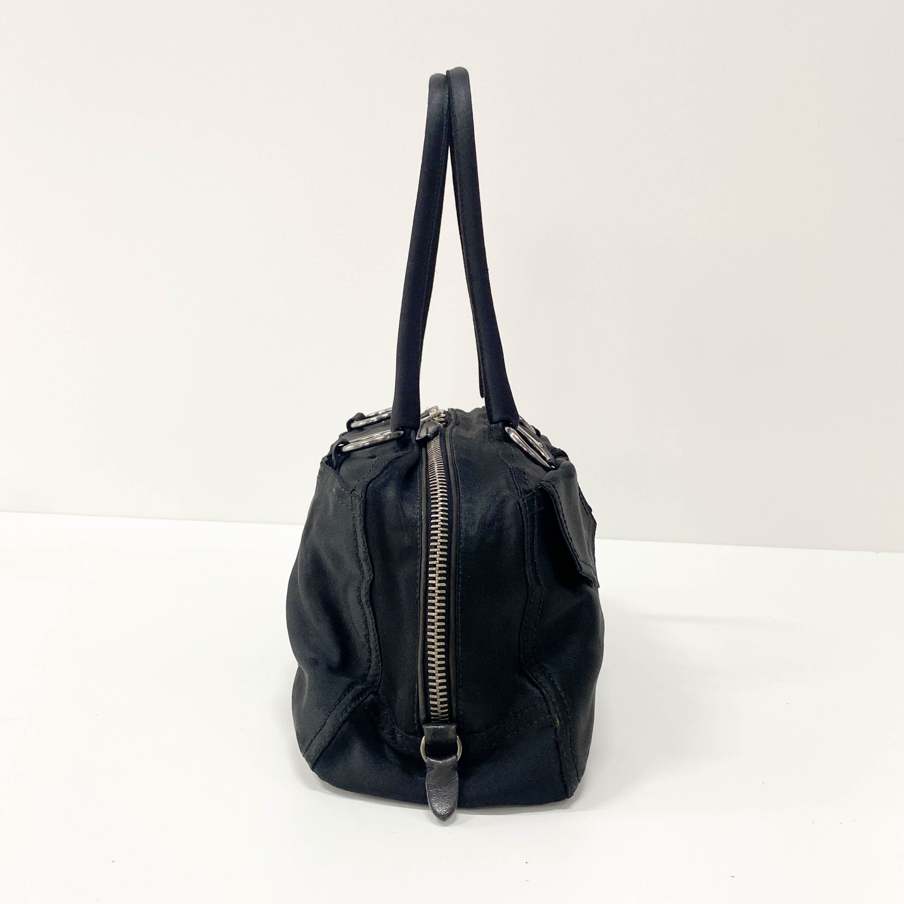 Black Satin Shoulder Bag