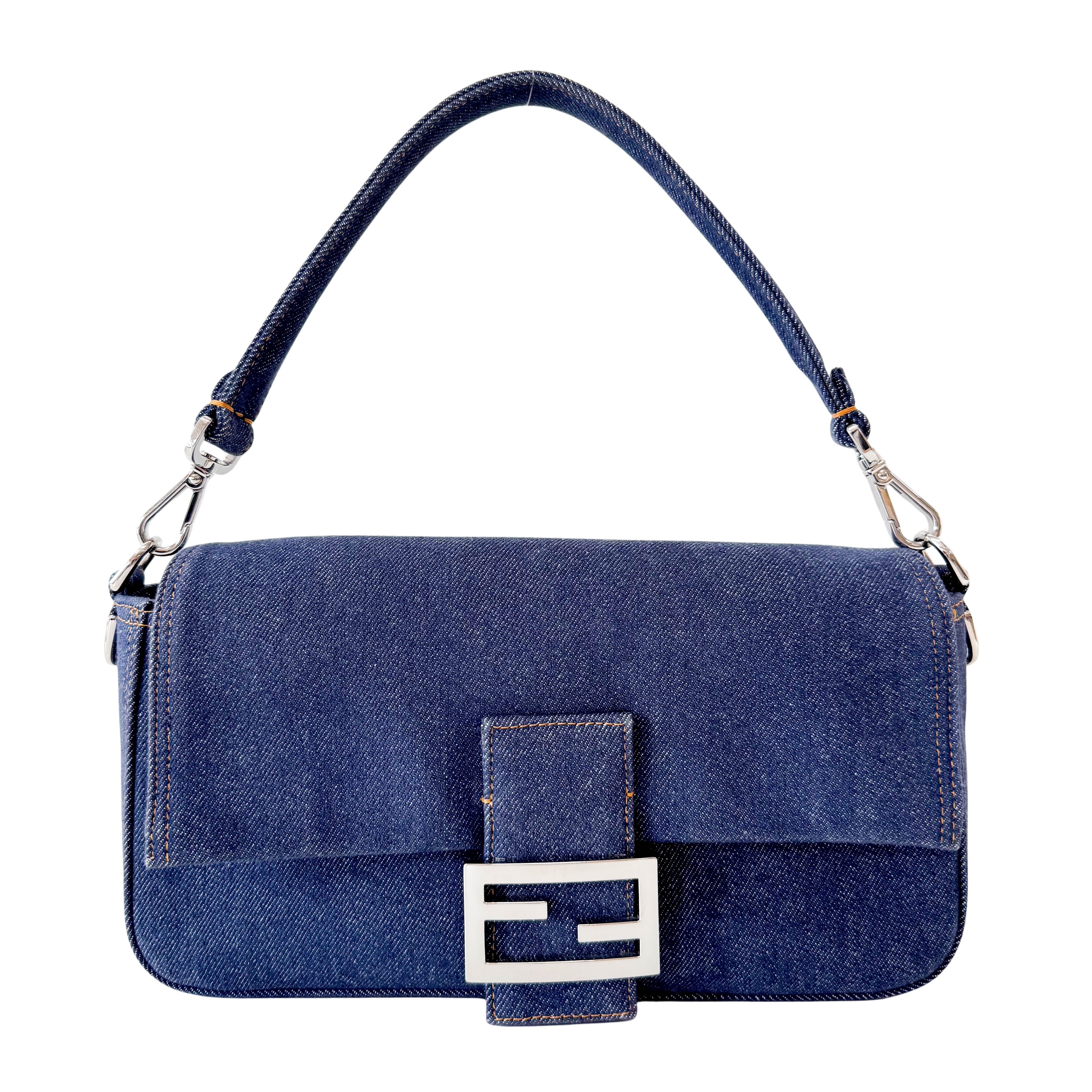 Baguette Re-Edition Blue Denim Shoulder Bag