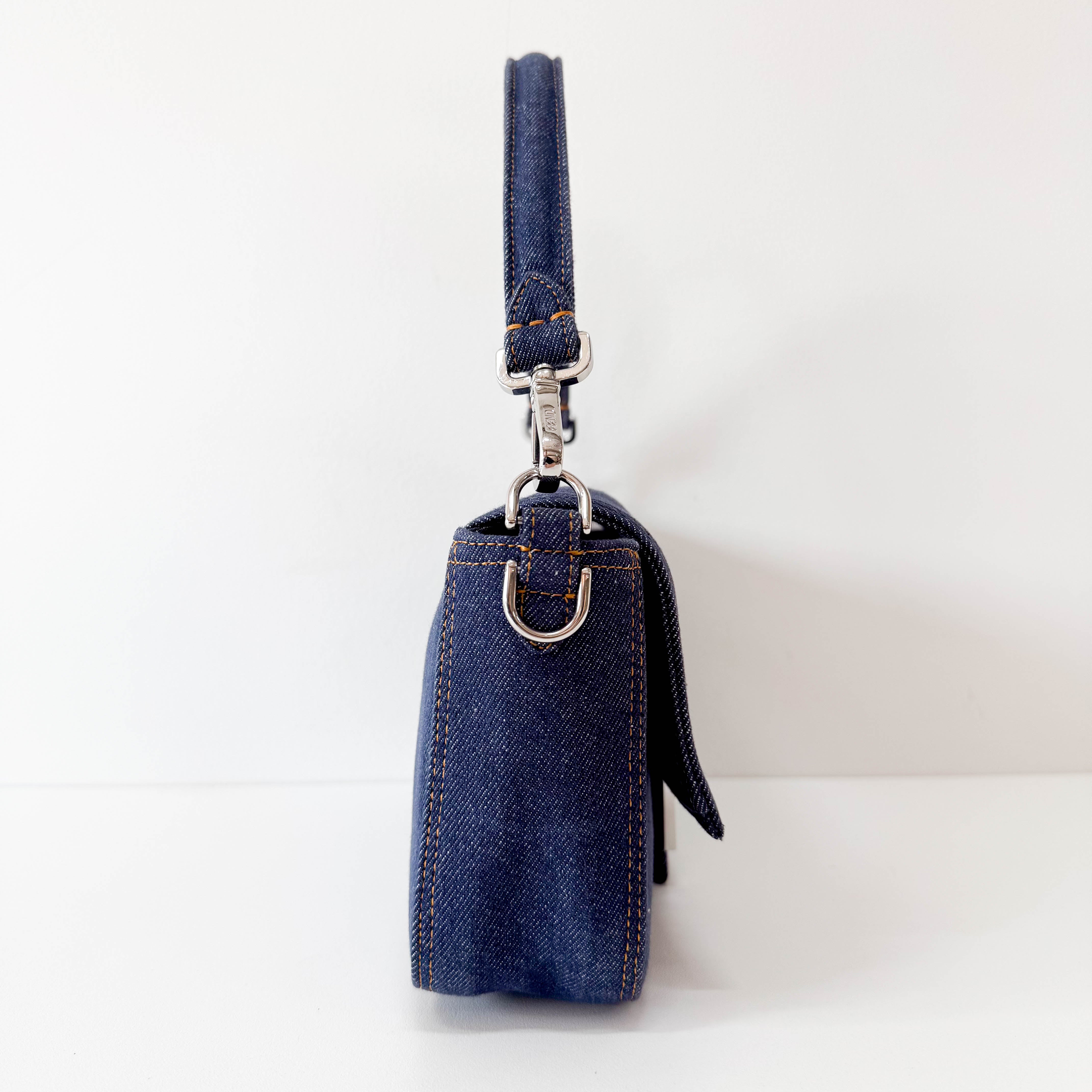 Baguette Re-Edition Blue Denim Shoulder Bag