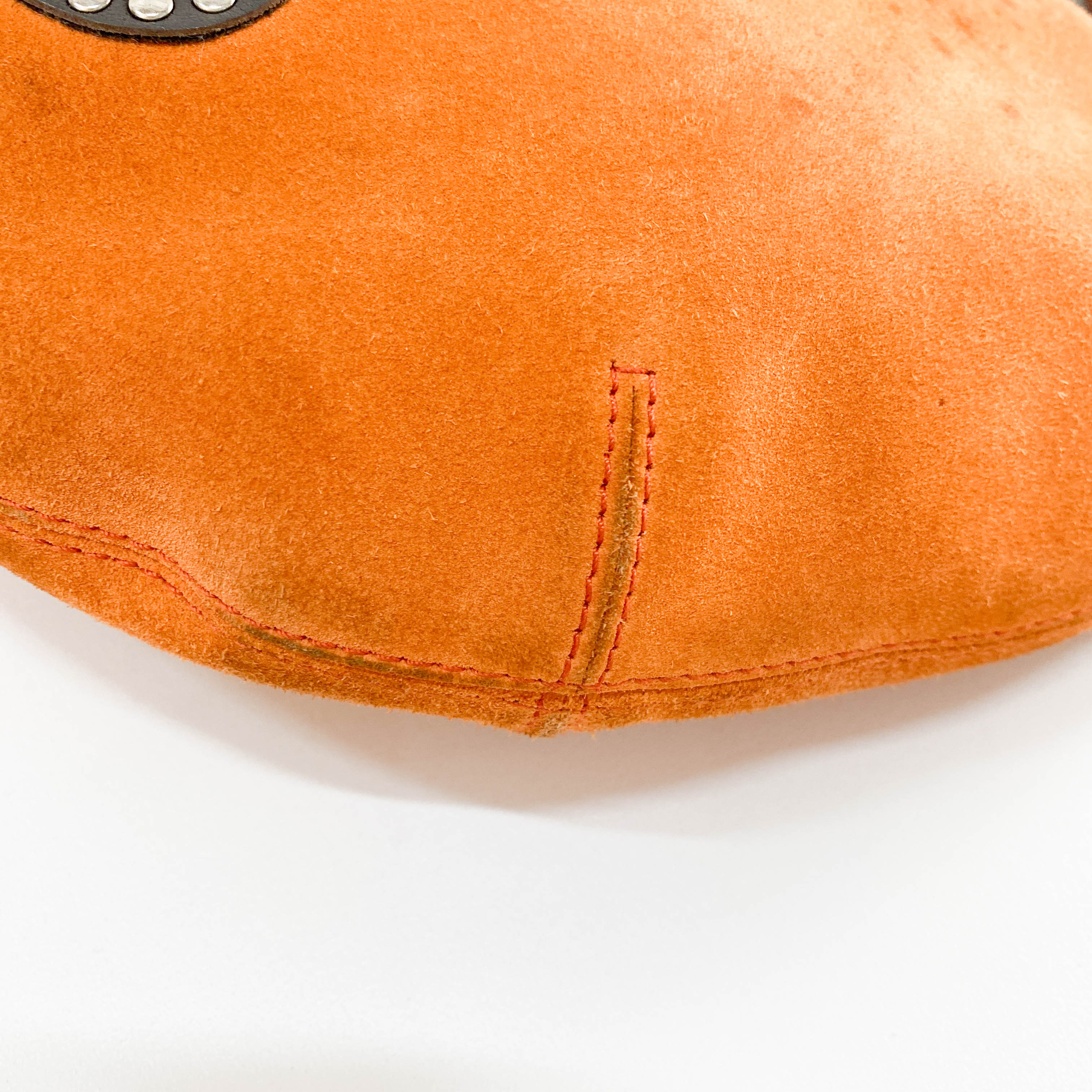 Anagram Orange Studded Suede Leather Handbag