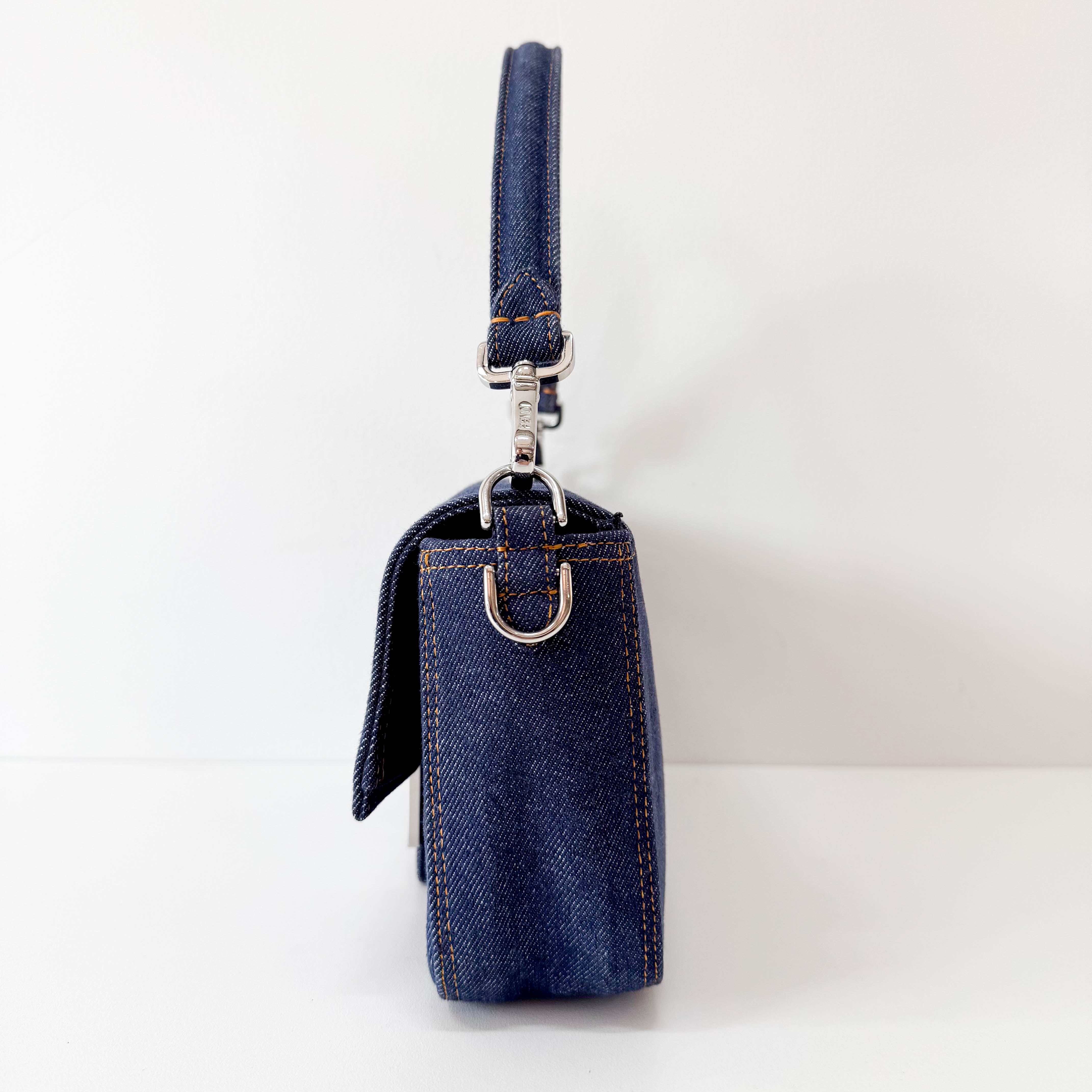 Baguette Re-Edition Blue Denim Shoulder Bag