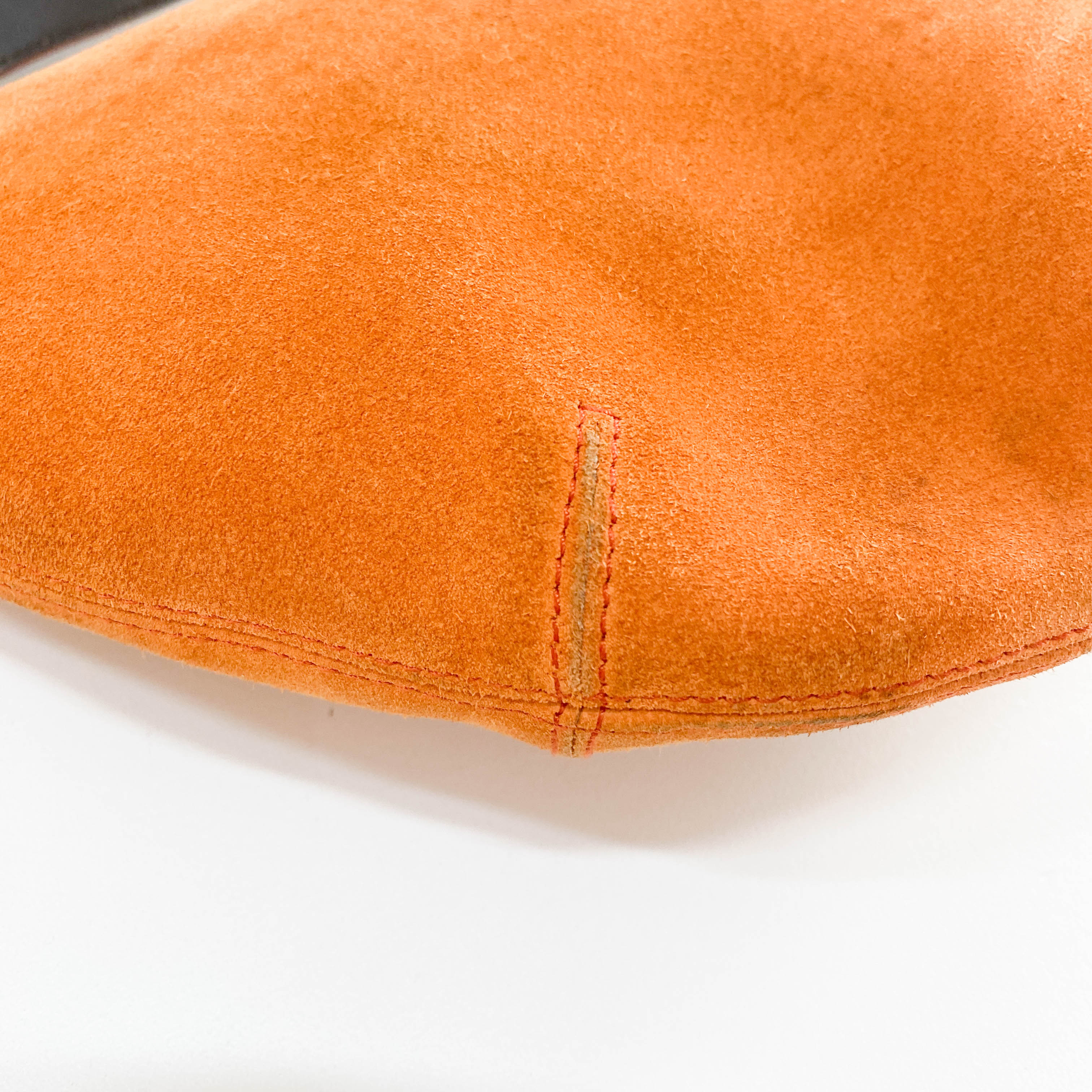 Anagram Orange Studded Suede Leather Handbag