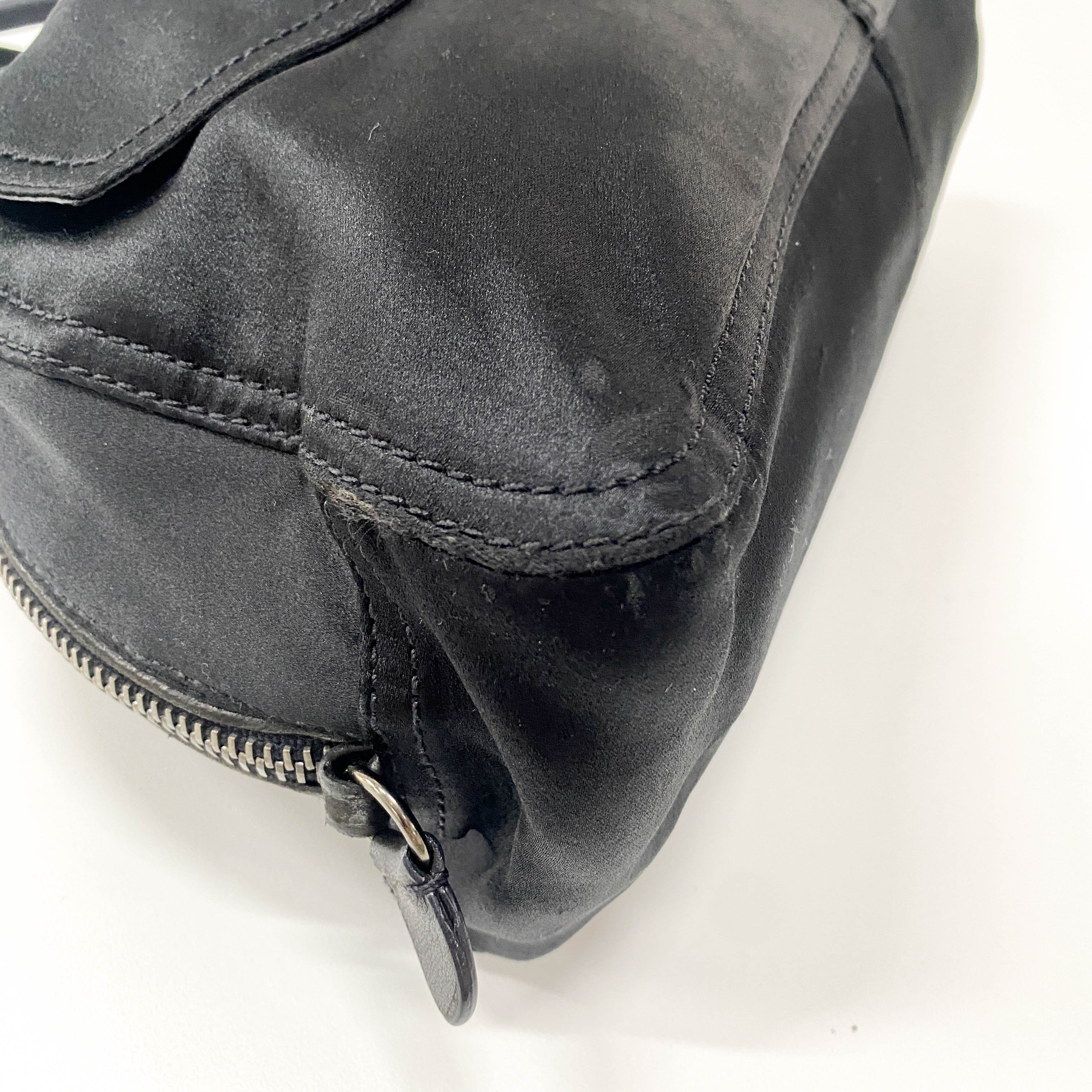 Black Satin Shoulder Bag